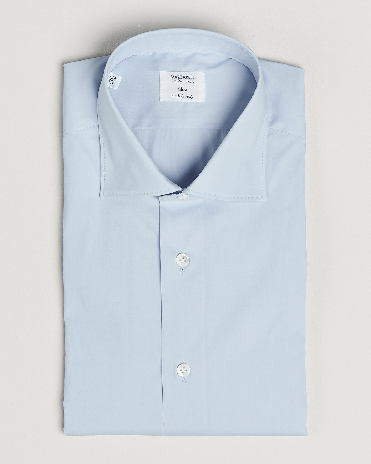 Men | Shirts | Mazzarelli | Soft Cotton Popeline Shirt Light Blue