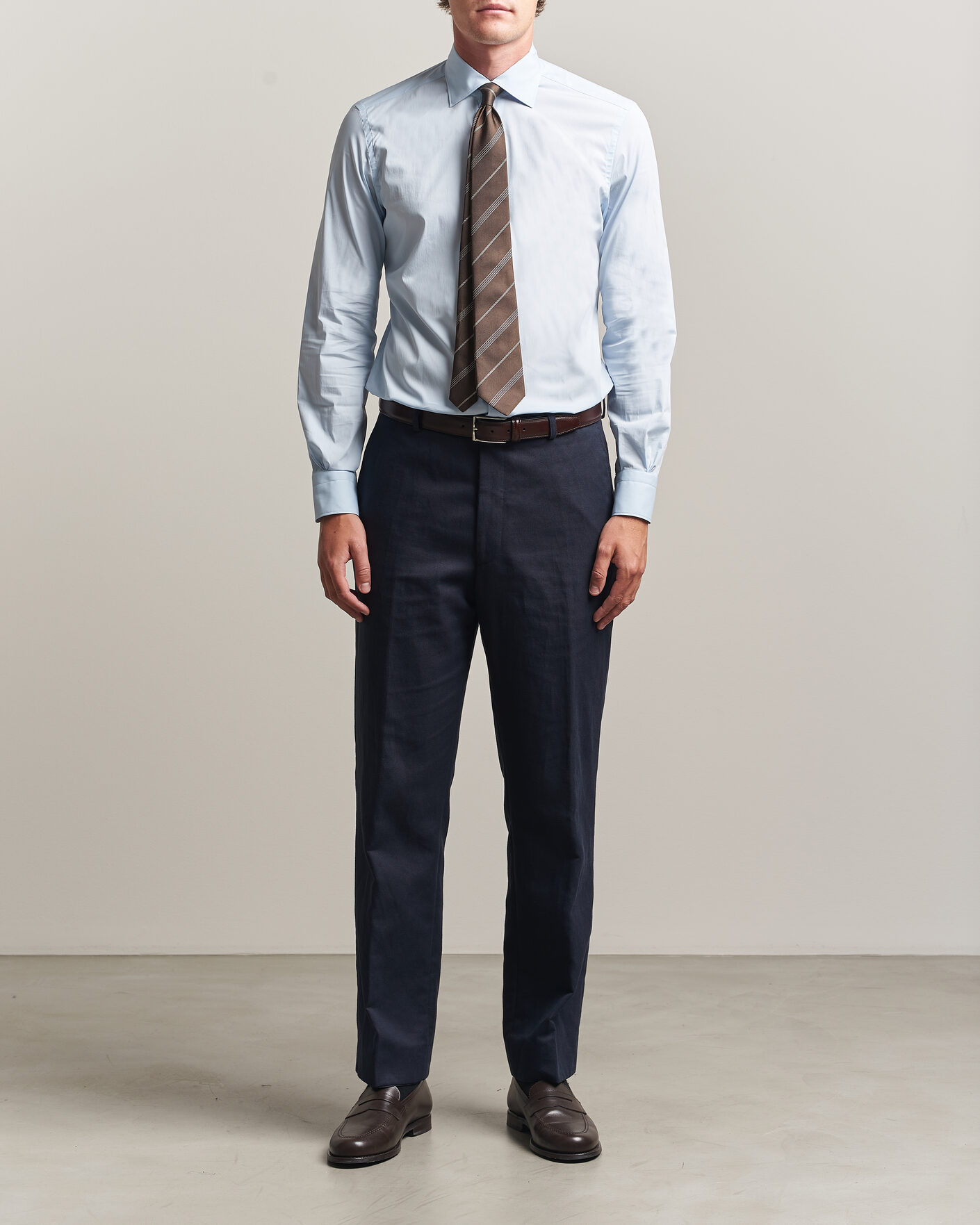 Men | Shirts | Mazzarelli | Soft Cotton Popeline Shirt Light Blue