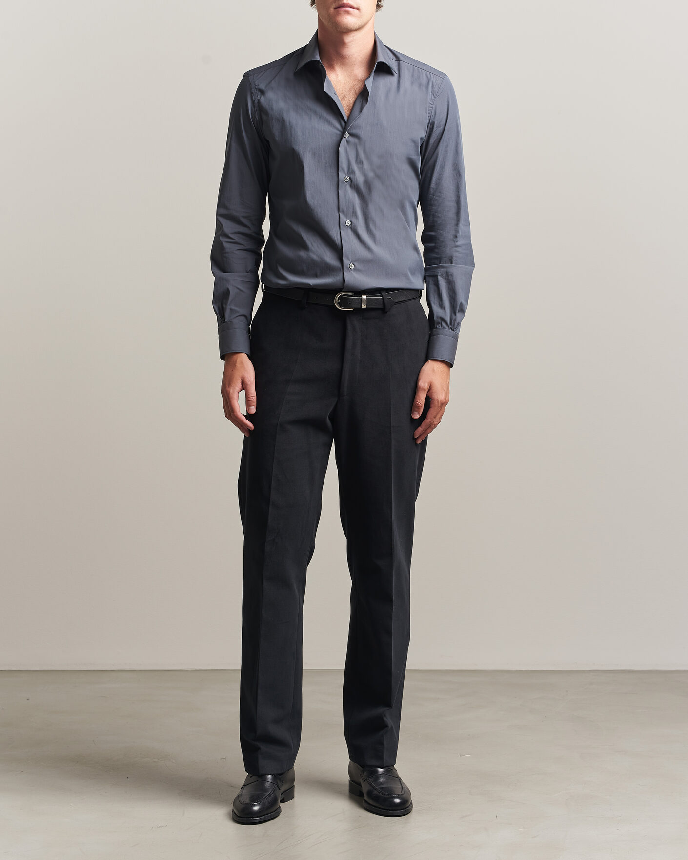 Men | Shirts | Mazzarelli | Soft Cotton Popeline Shirt Grey
