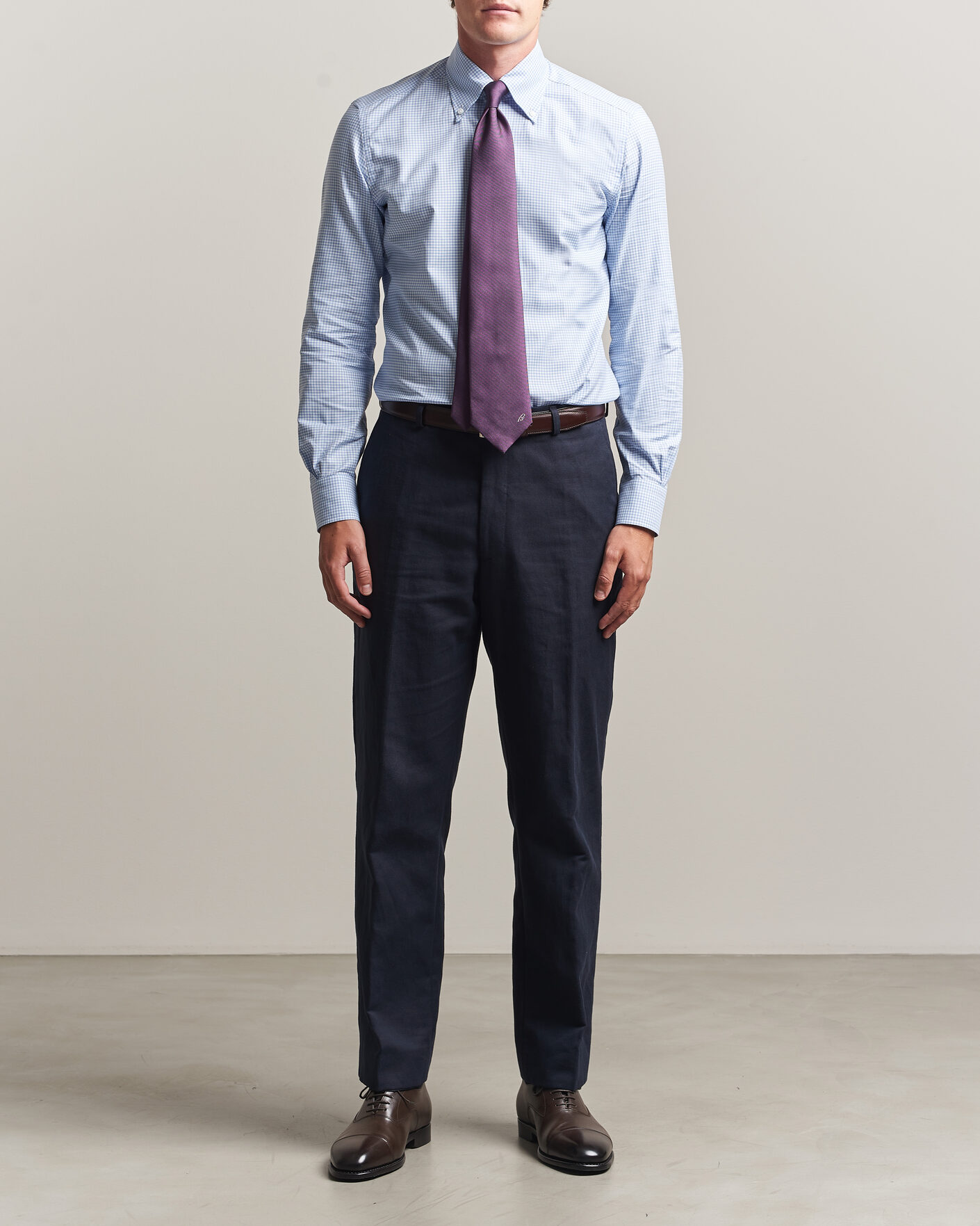 Men | Shirts | Mazzarelli | Soft Oxford Button Down Shirt Light Blue Check