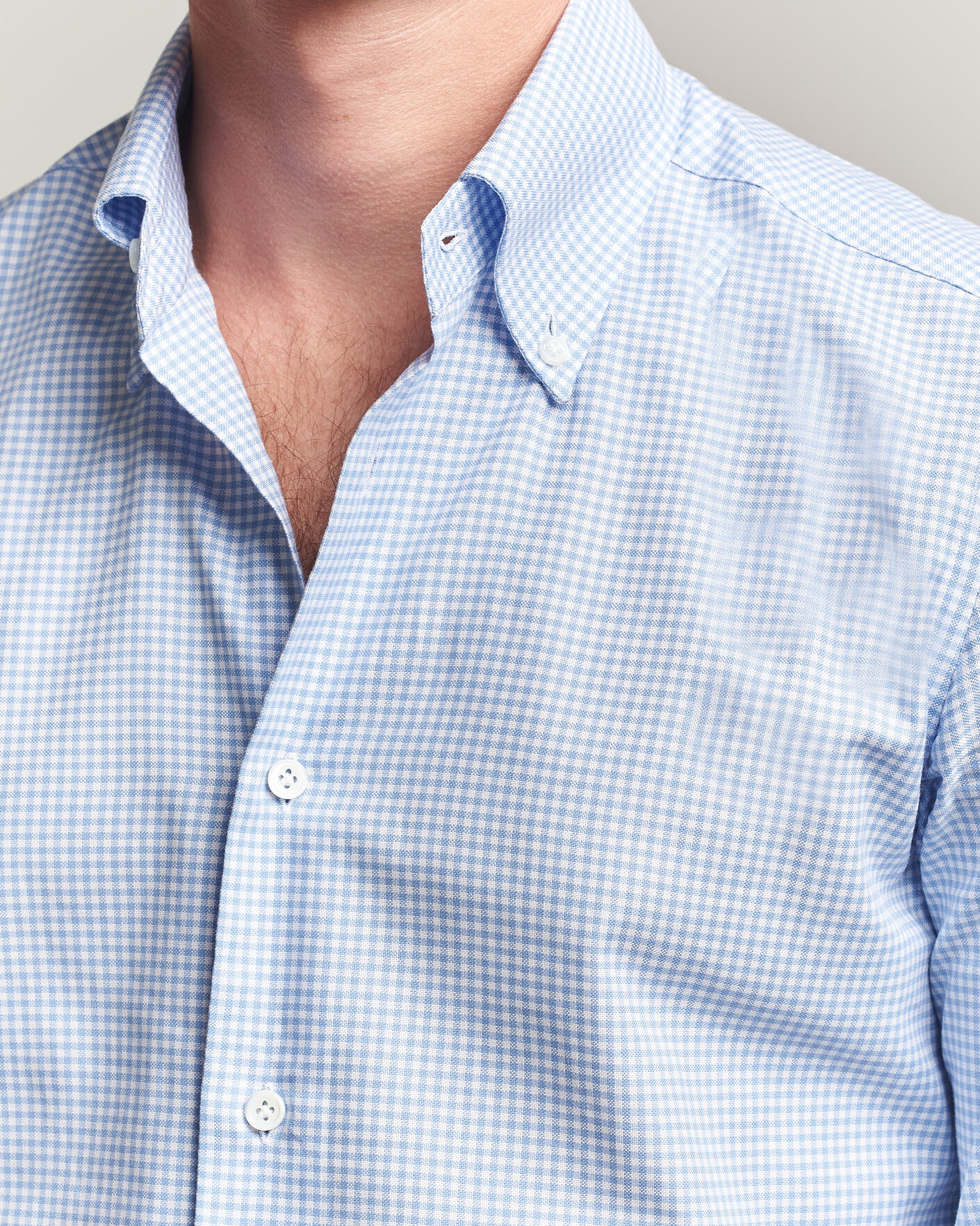 Men | Shirts | Mazzarelli | Soft Oxford Button Down Shirt Light Blue Check