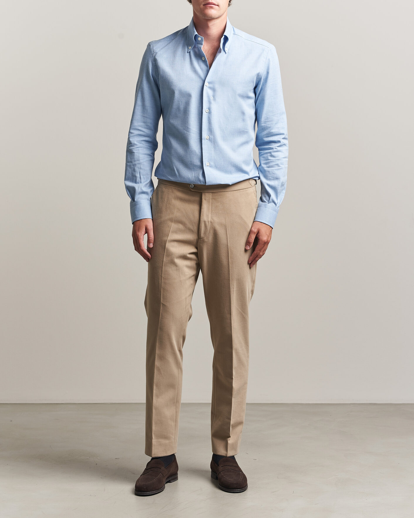 Men | Shirts | Mazzarelli | Soft Flannel Button Down Shirt Light Blue