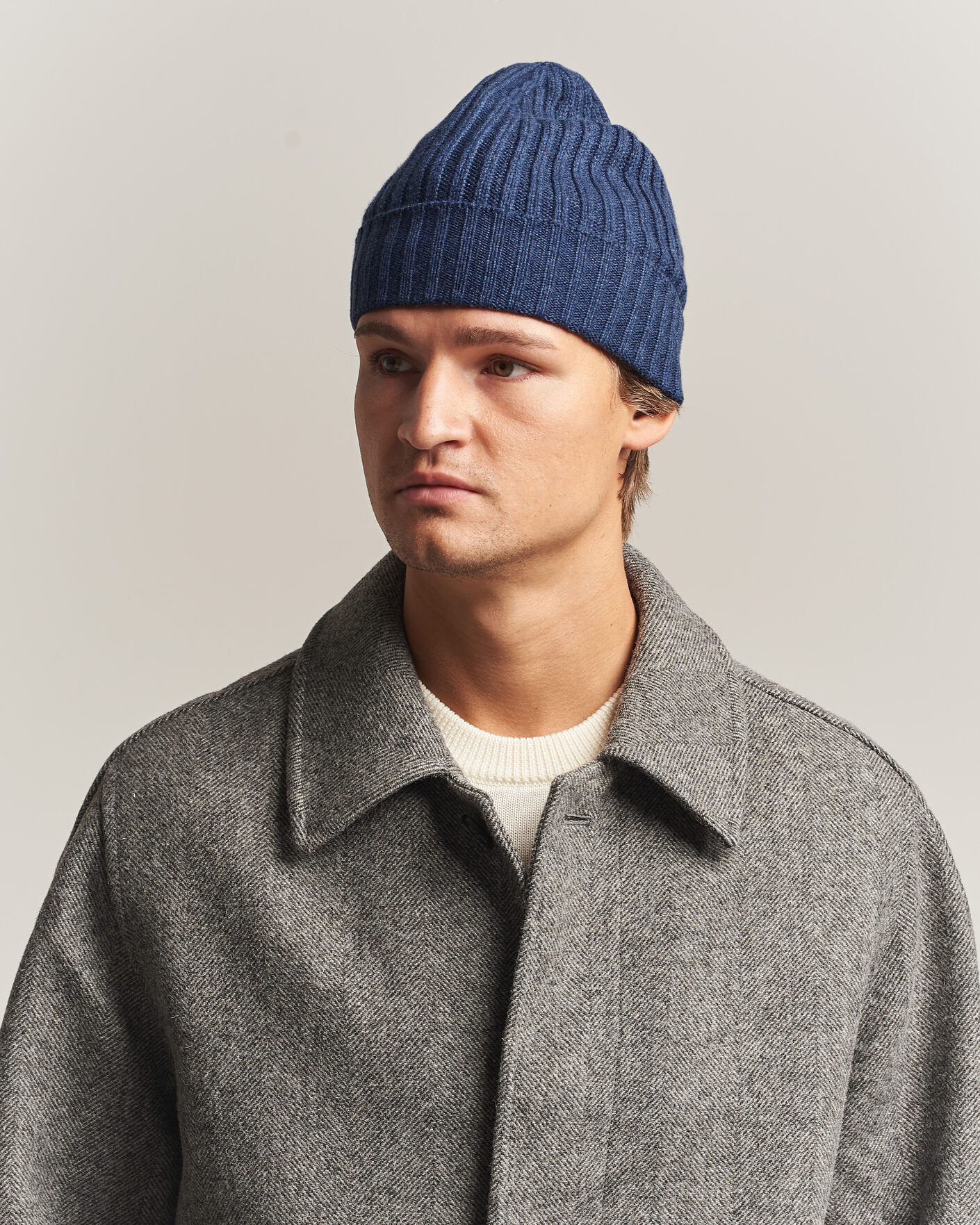 Men | Beanies | Piacenza Cashmere | Ribbed Cashmere Beanie Dark Blue