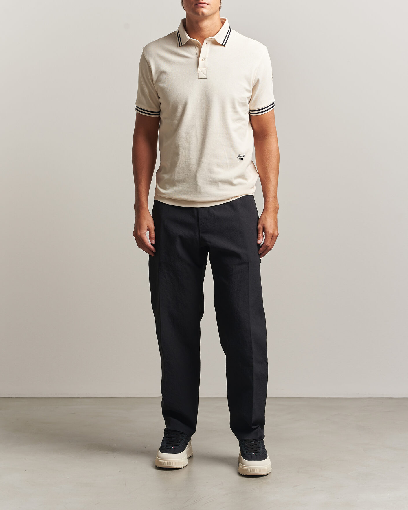 Men | Polo Shirts | Moncler | Contrast Collar Polo Off White