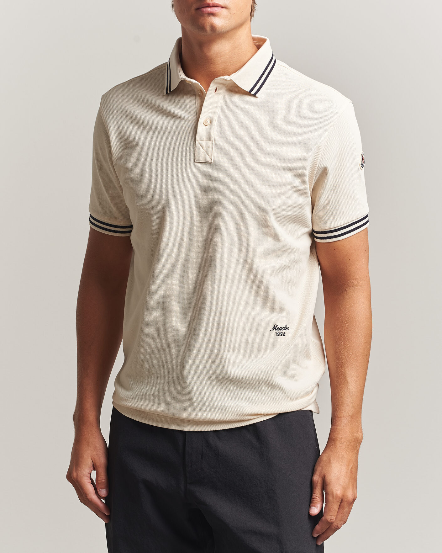 Men | Polo Shirts | Moncler | Contrast Collar Polo Off White