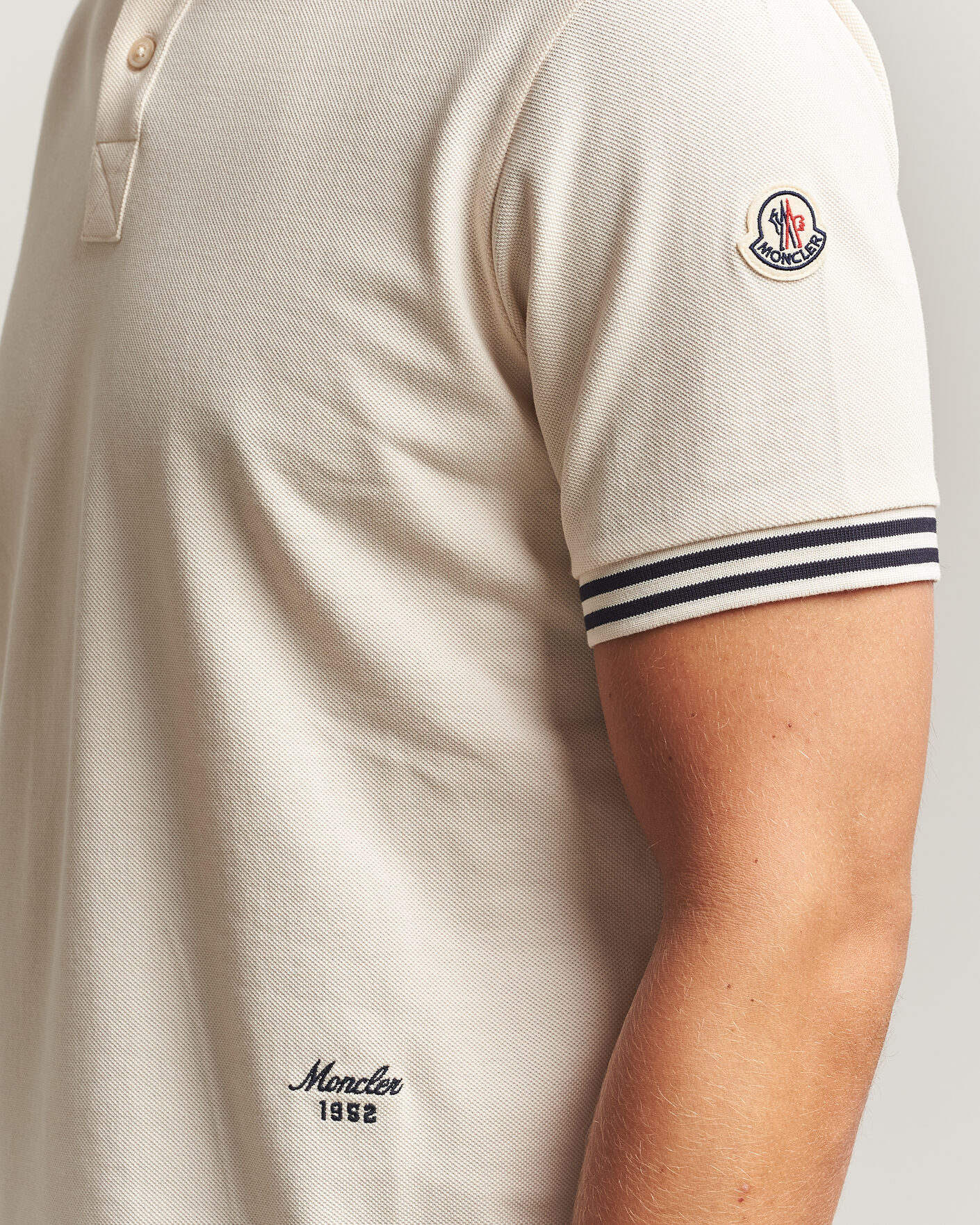 Men | Polo Shirts | Moncler | Contrast Collar Polo Off White
