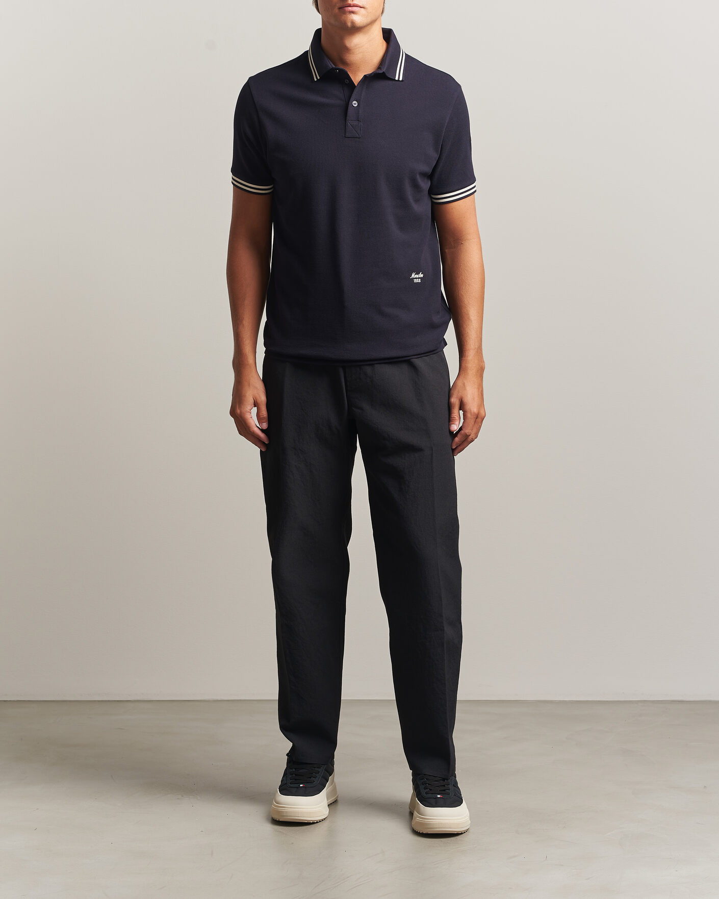 Men | Polo Shirts | Moncler | Contrast Collar Polo Navy