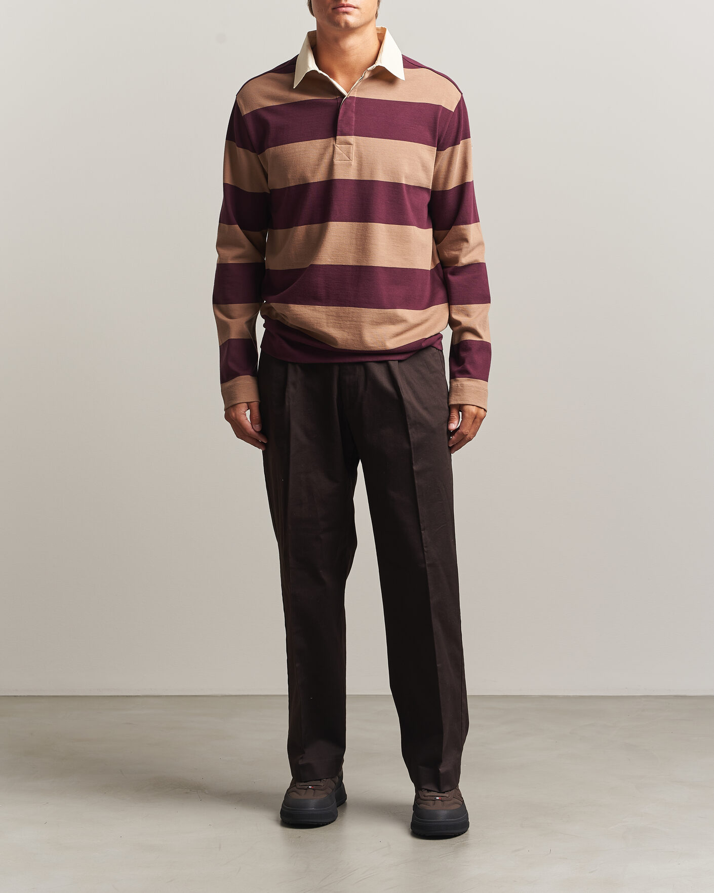 Men | Sweaters & Knitwear | Moncler | Striped Rugby Sweater Brown/Burgundy