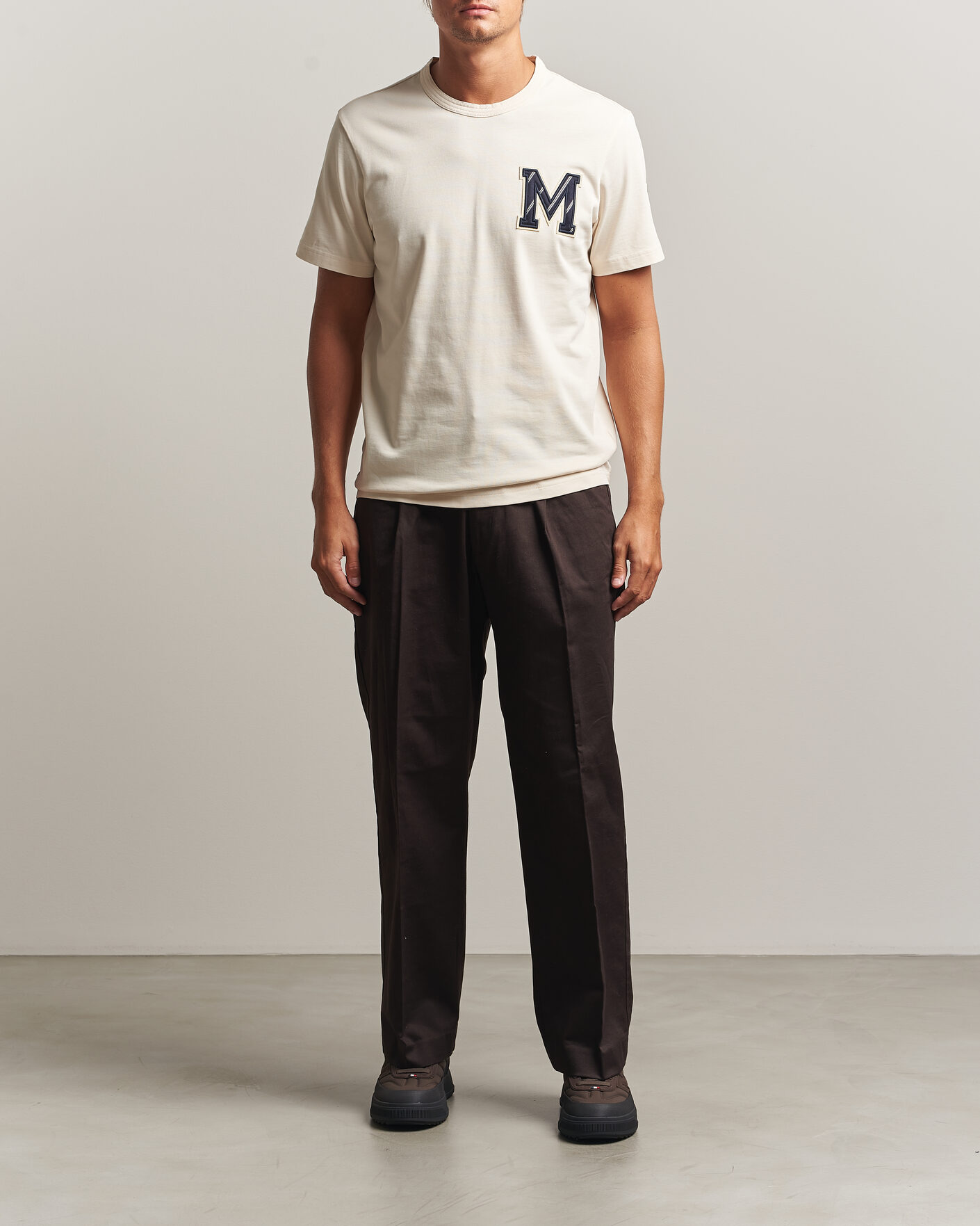 Men | T-Shirts | Moncler | Varsity Logo T-Shirt Off White