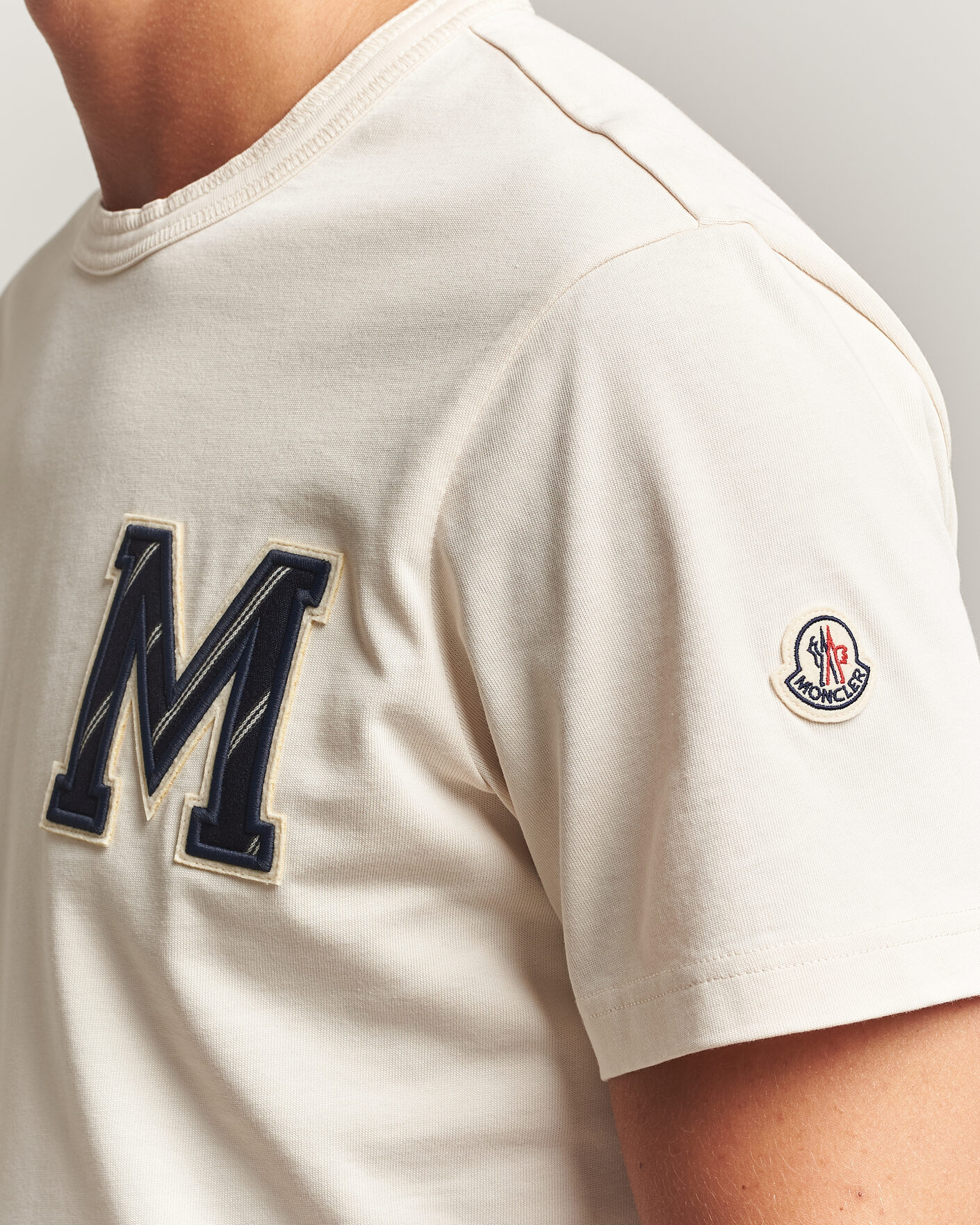 Men | T-Shirts | Moncler | Varsity Logo T-Shirt Off White