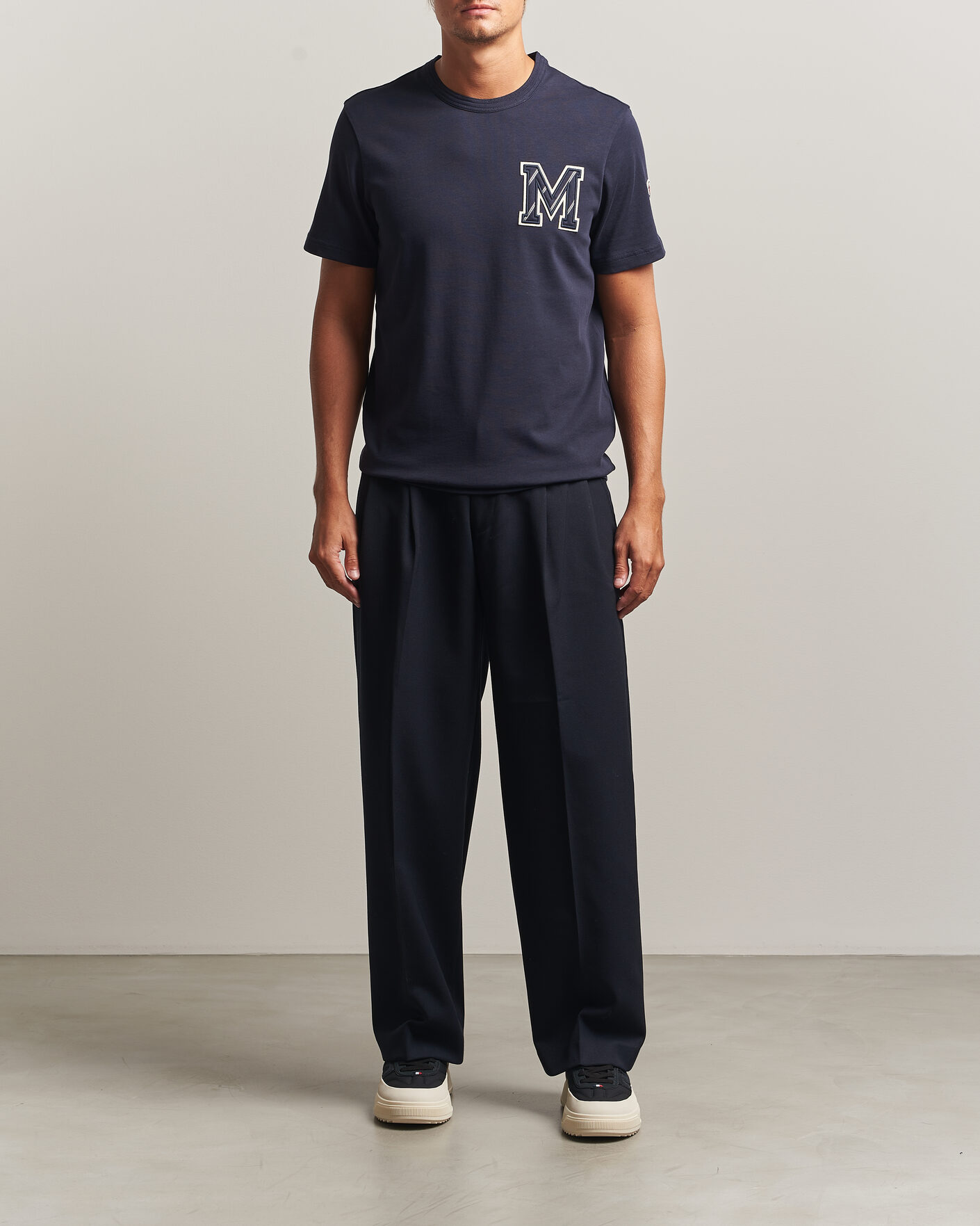 Men | T-Shirts | Moncler | Varsity Logo T-Shirt Navy