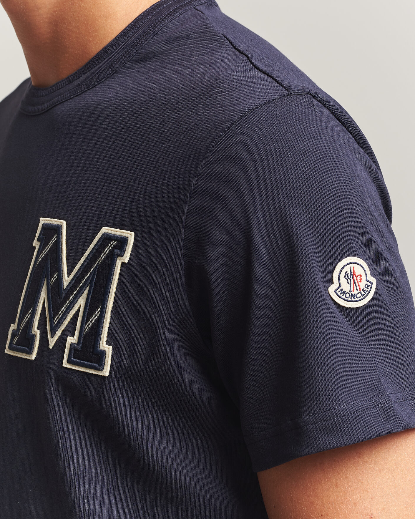 Moncler Varsity Logo T-Shirt Navy at CareOfCarl.com