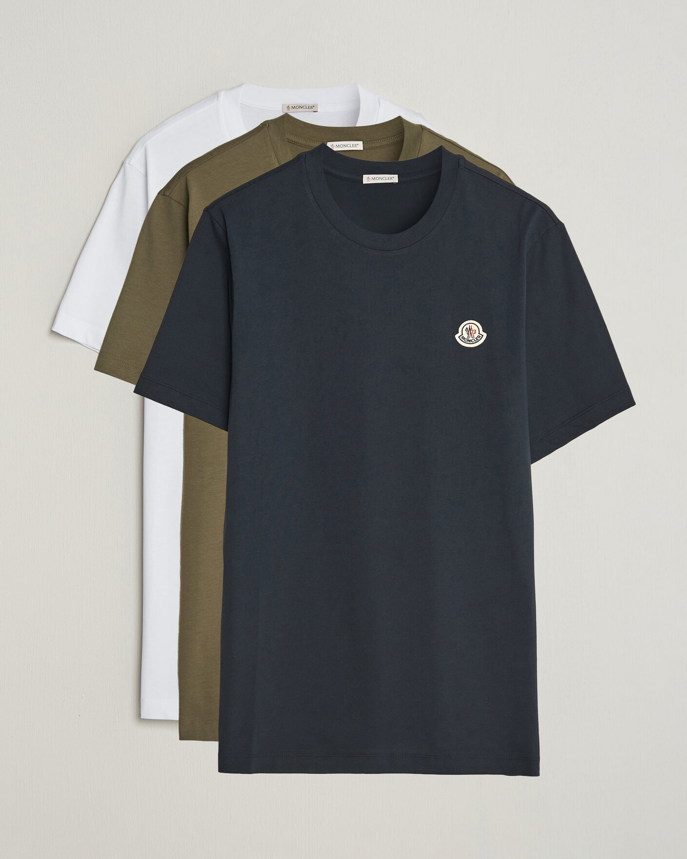 Men | T-Shirts | Moncler | 3-Pack Logo T-Shirts Blue/Military/White