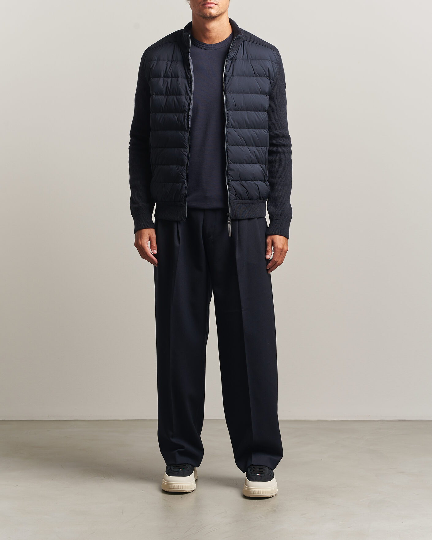 Men | Coats & Jackets | Moncler | Wool/Cashmere Hybrid Jacket Navy
