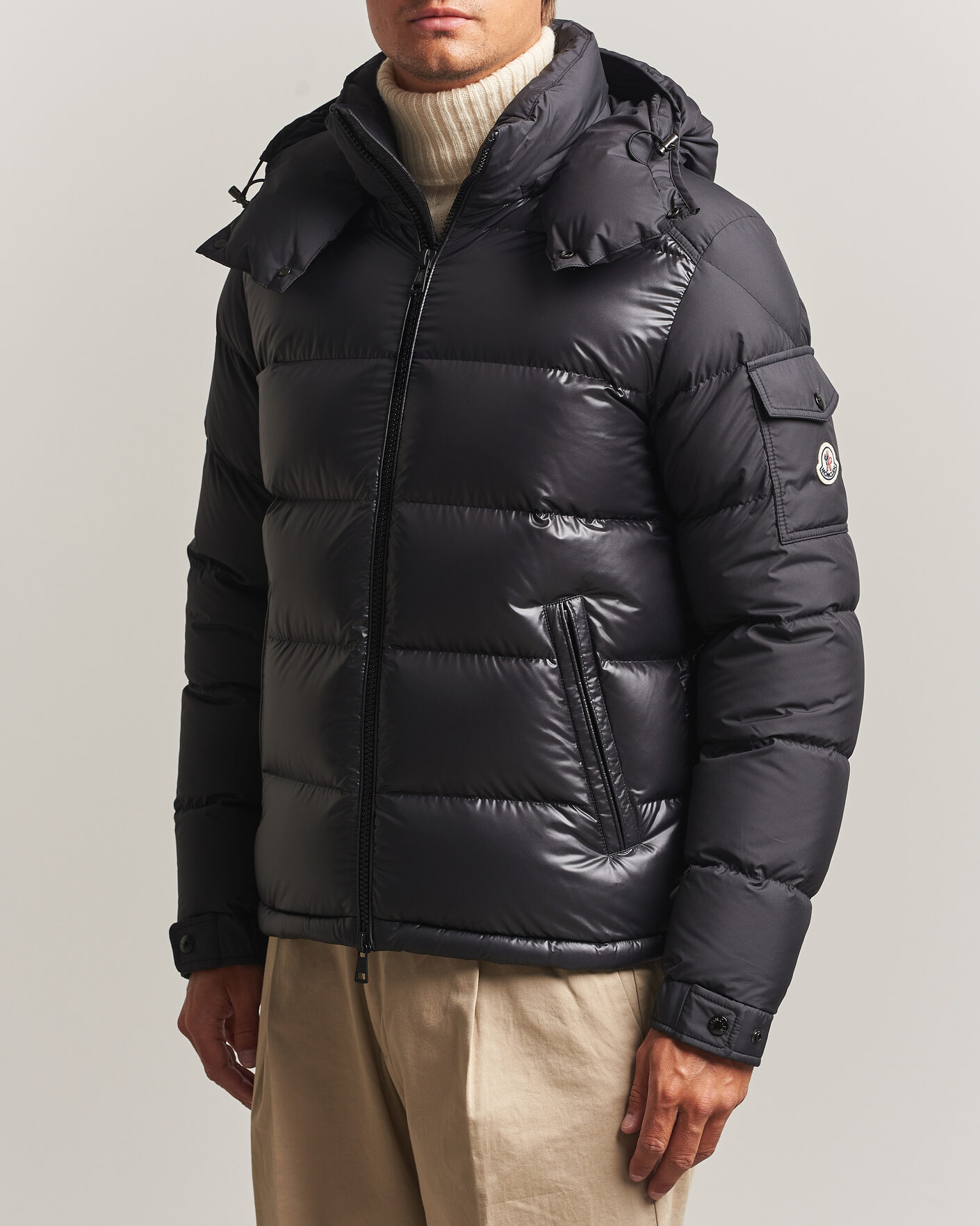Moncler Maya Bi-Material Jacket Black at CareOfCarl.com