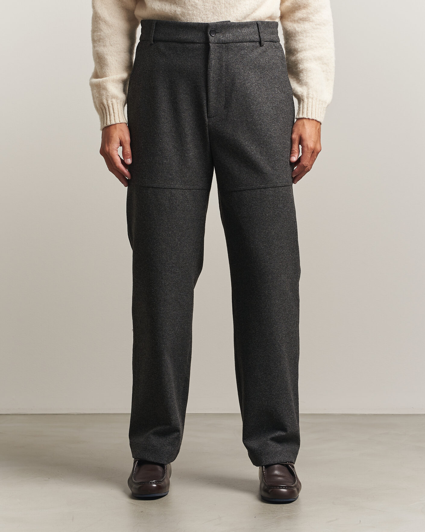 Men | Trousers | Moncler | Flannel Trousers Charcoal