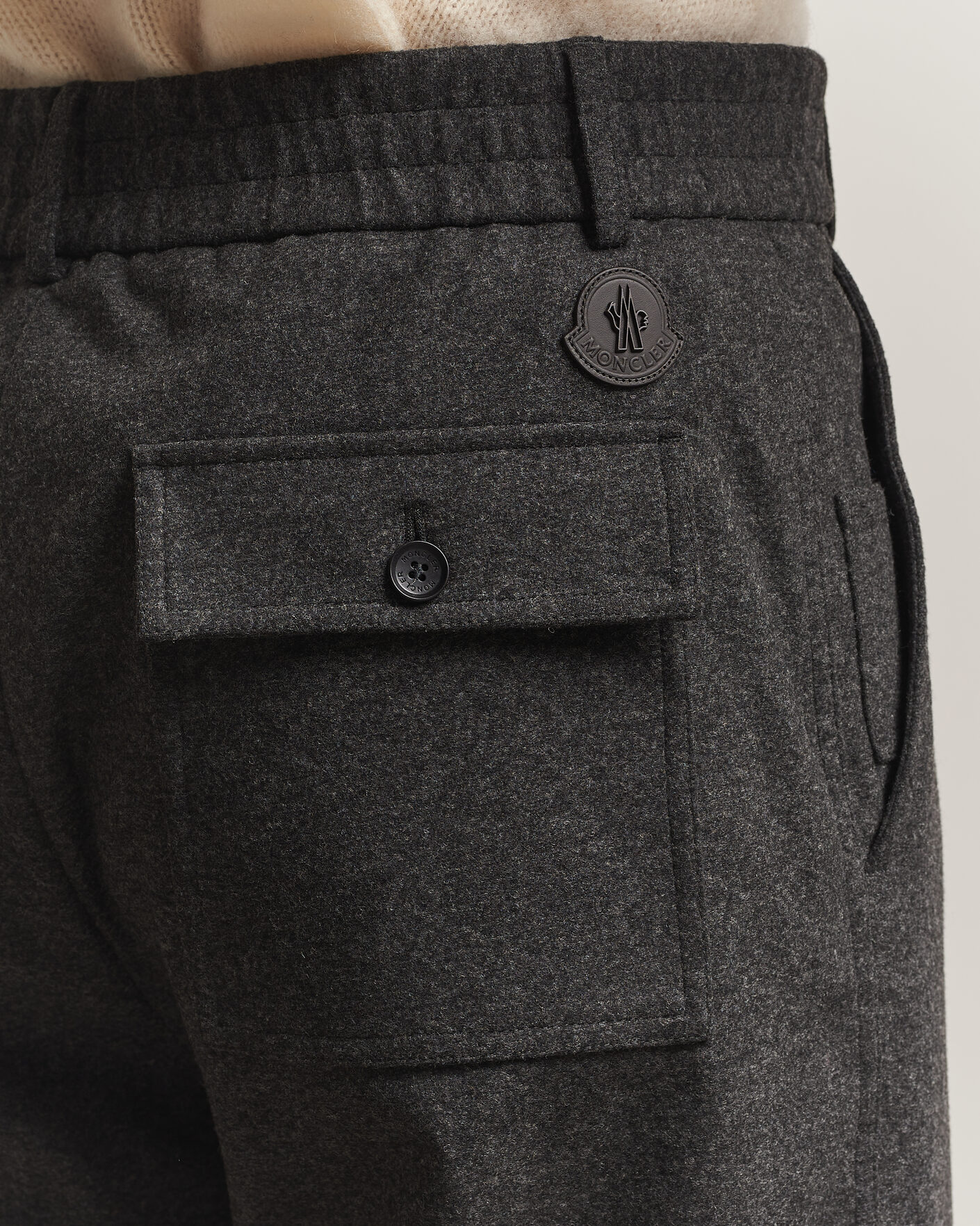 Men | Trousers | Moncler | Flannel Trousers Charcoal