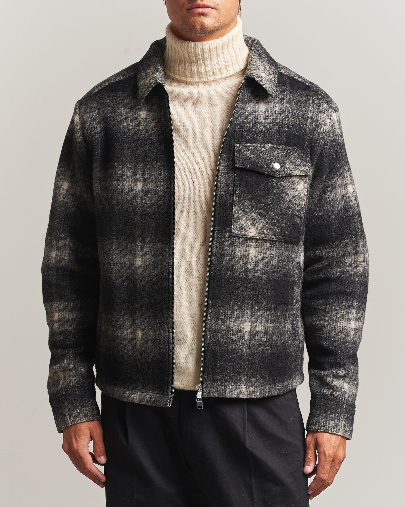 Men | Shirts | Moncler | Flannel Overshirt Grey Check