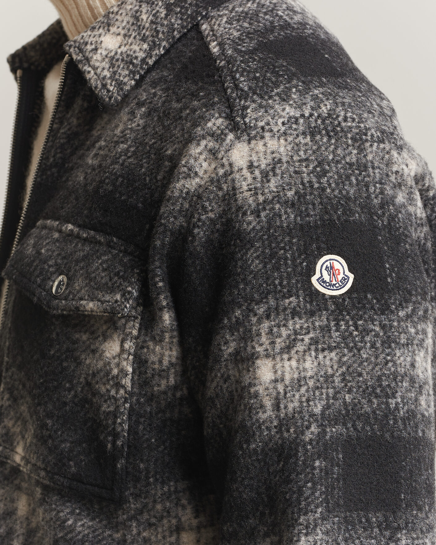 Men | Shirts | Moncler | Flannel Overshirt Grey Check