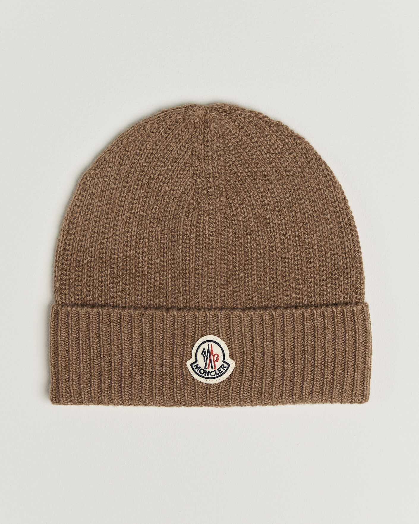 Men | Beanies | Moncler | Rib Wool Beanie Brown