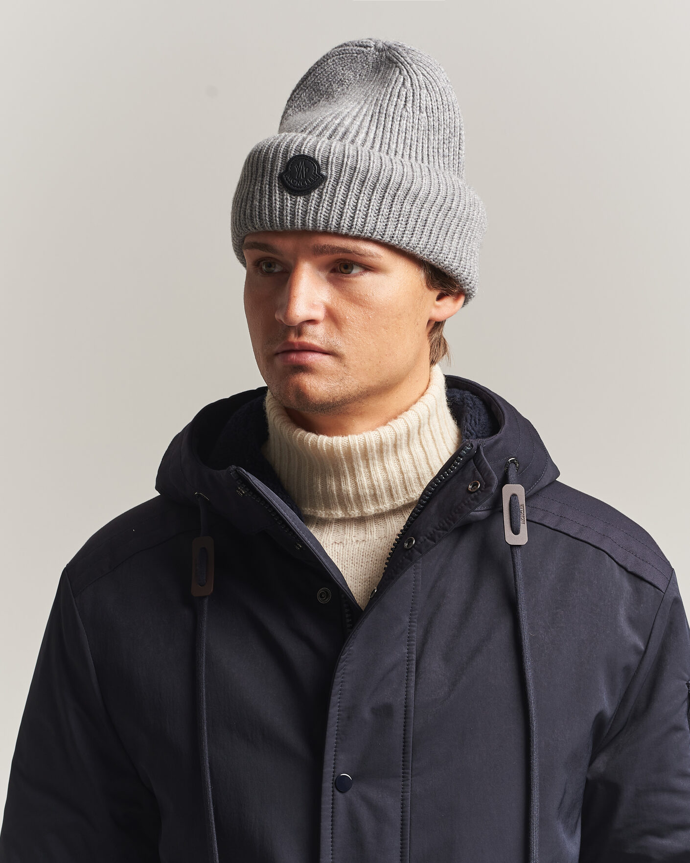 Men | Beanies | Moncler | Rib Cashmere Beanie Grey