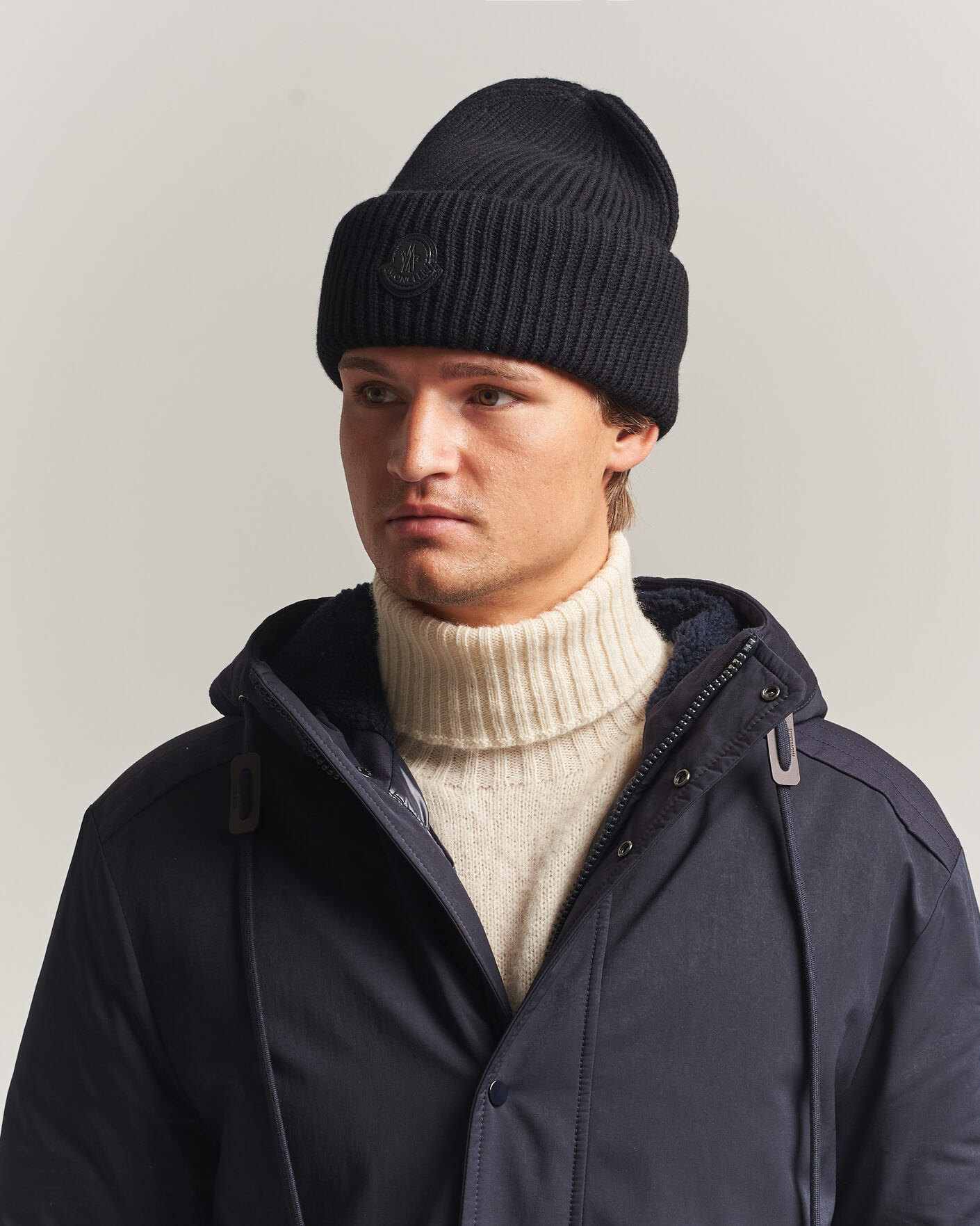 Men | Beanies | Moncler | Rib Cashmere Beanie Black