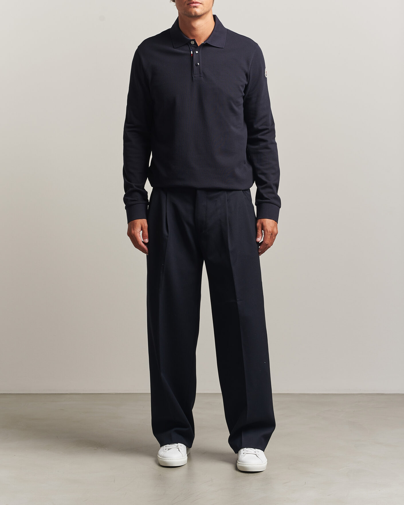 Men | Polo Shirts | Moncler | Long Sleeve Polo Navy