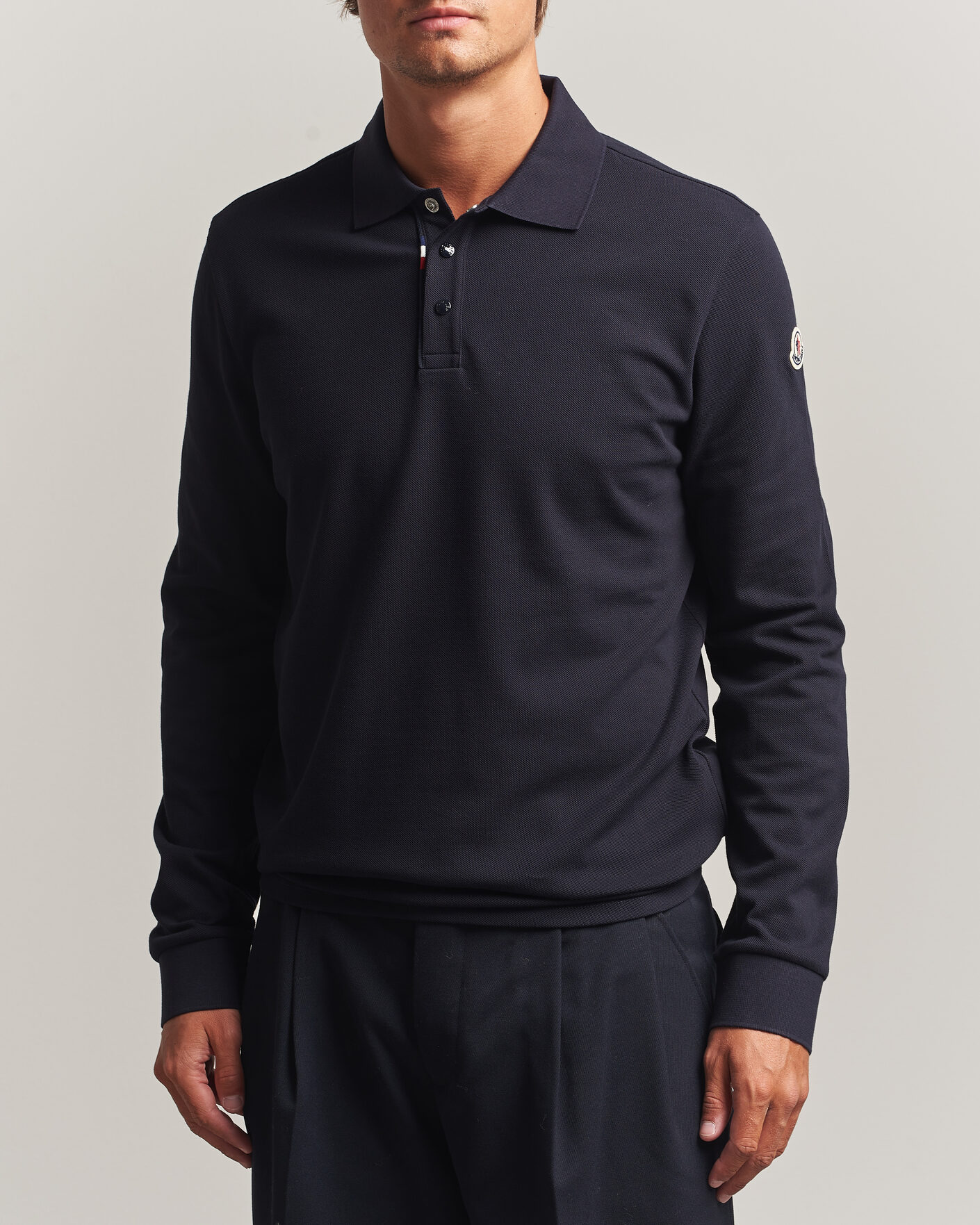 Men | Polo Shirts | Moncler | Long Sleeve Polo Navy