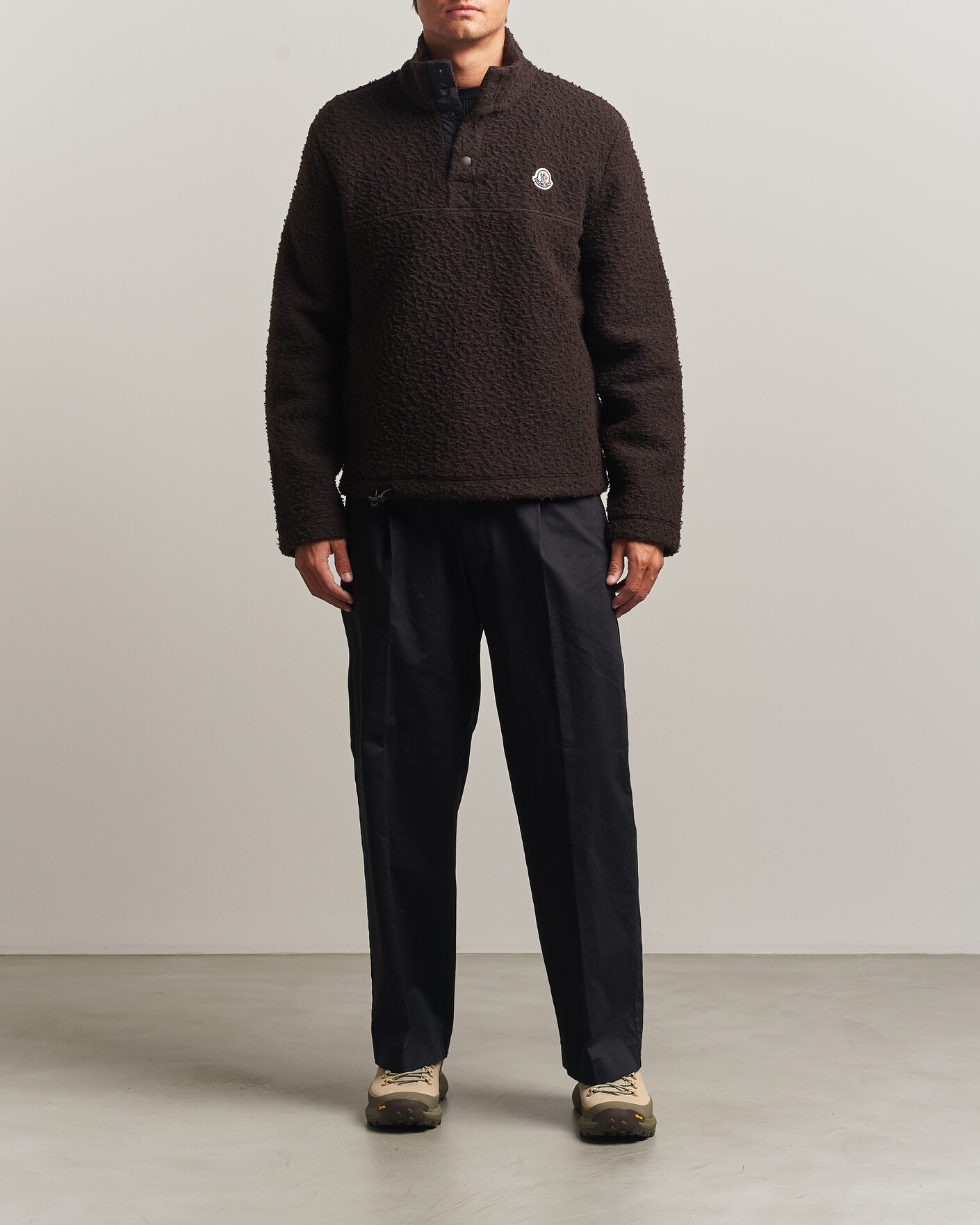 Men | Sweaters & Knitwear | Moncler | Half Zip Fleece Sweater Dark Brown
