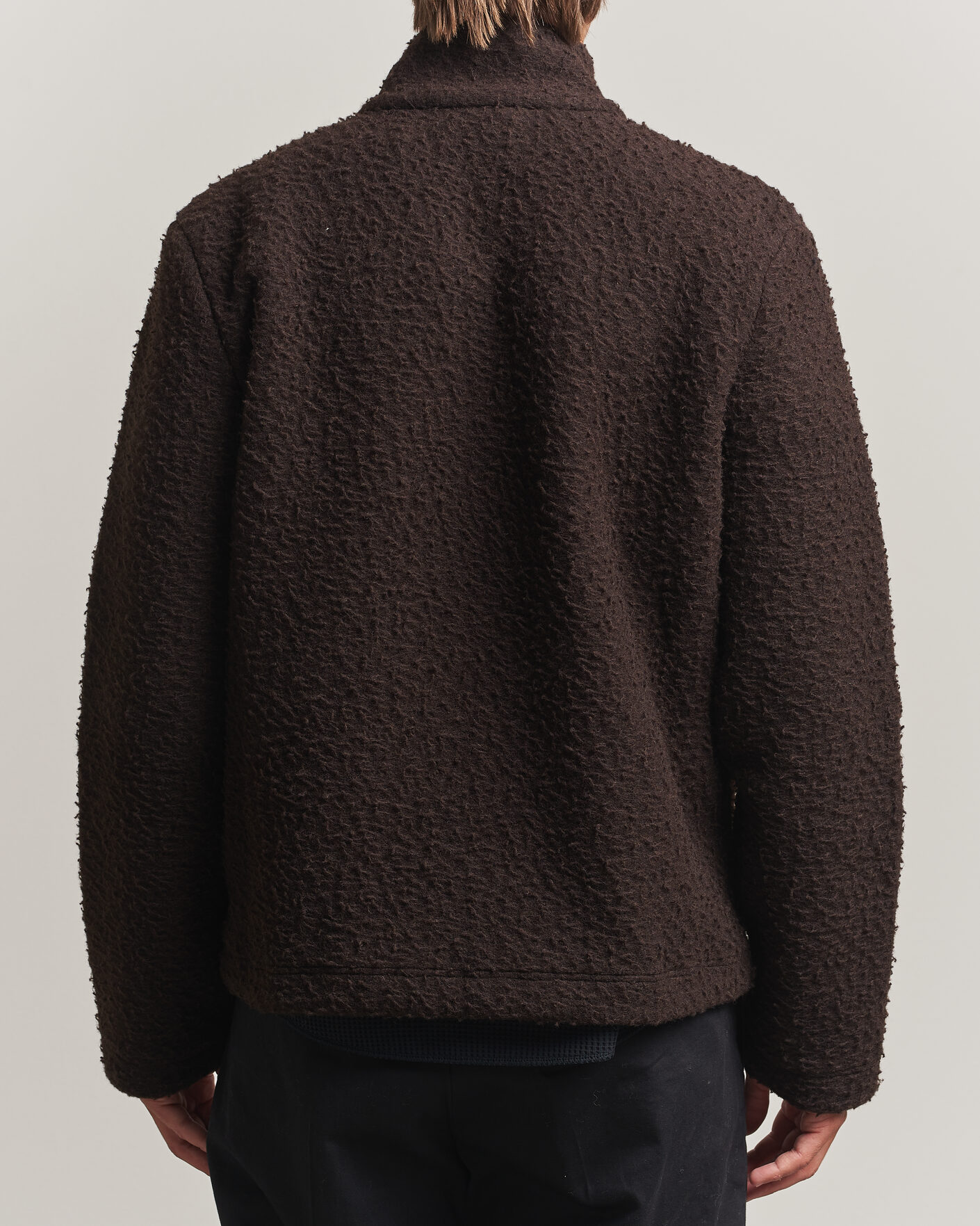 Men | Sweaters & Knitwear | Moncler | Half Zip Fleece Sweater Dark Brown