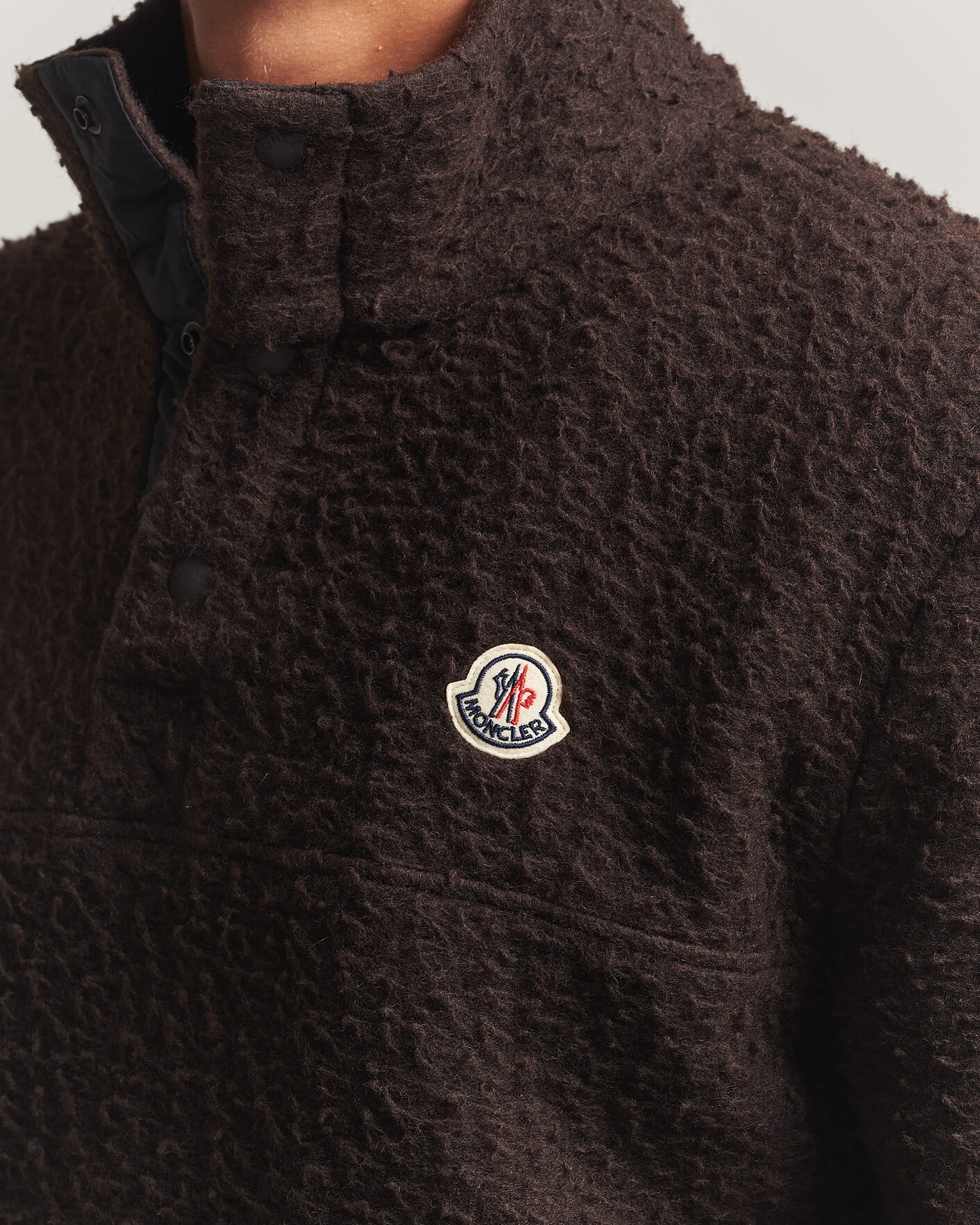 Men | Sweaters & Knitwear | Moncler | Half Zip Fleece Sweater Dark Brown