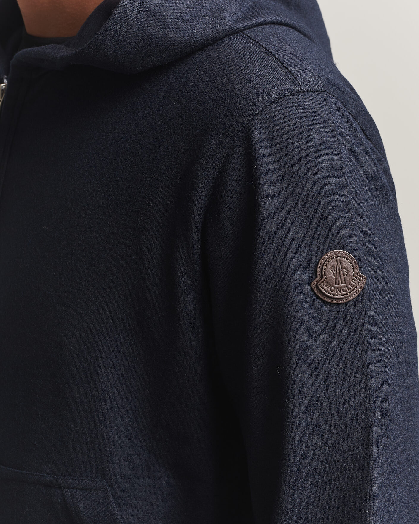 Men | Sweaters & Knitwear | Moncler | Full Zip Flannel Hoodie Navy