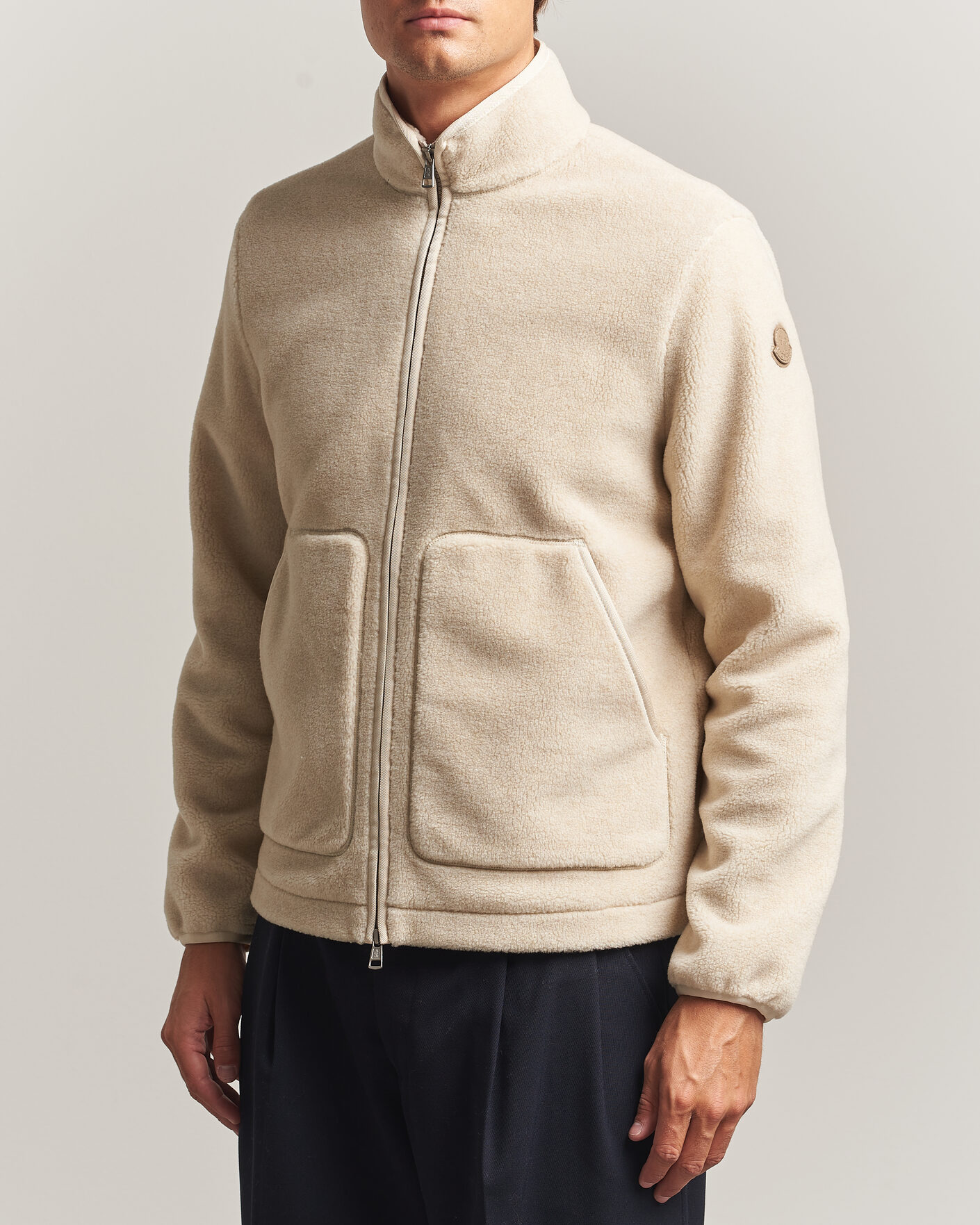 Men | Sweaters & Knitwear | Moncler | Full Zip Fleece  Cream