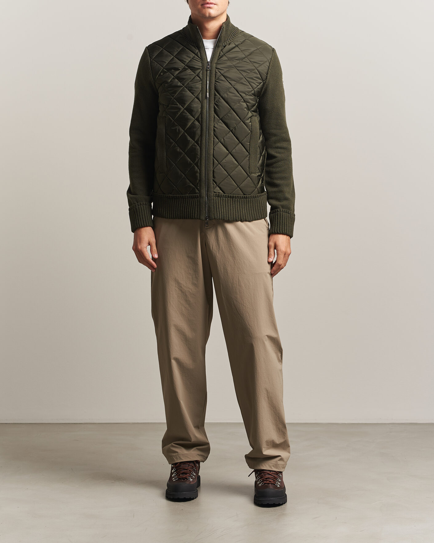 Men | Coats & Jackets | Moncler | Quilted Hybrid Jacket Dark Green