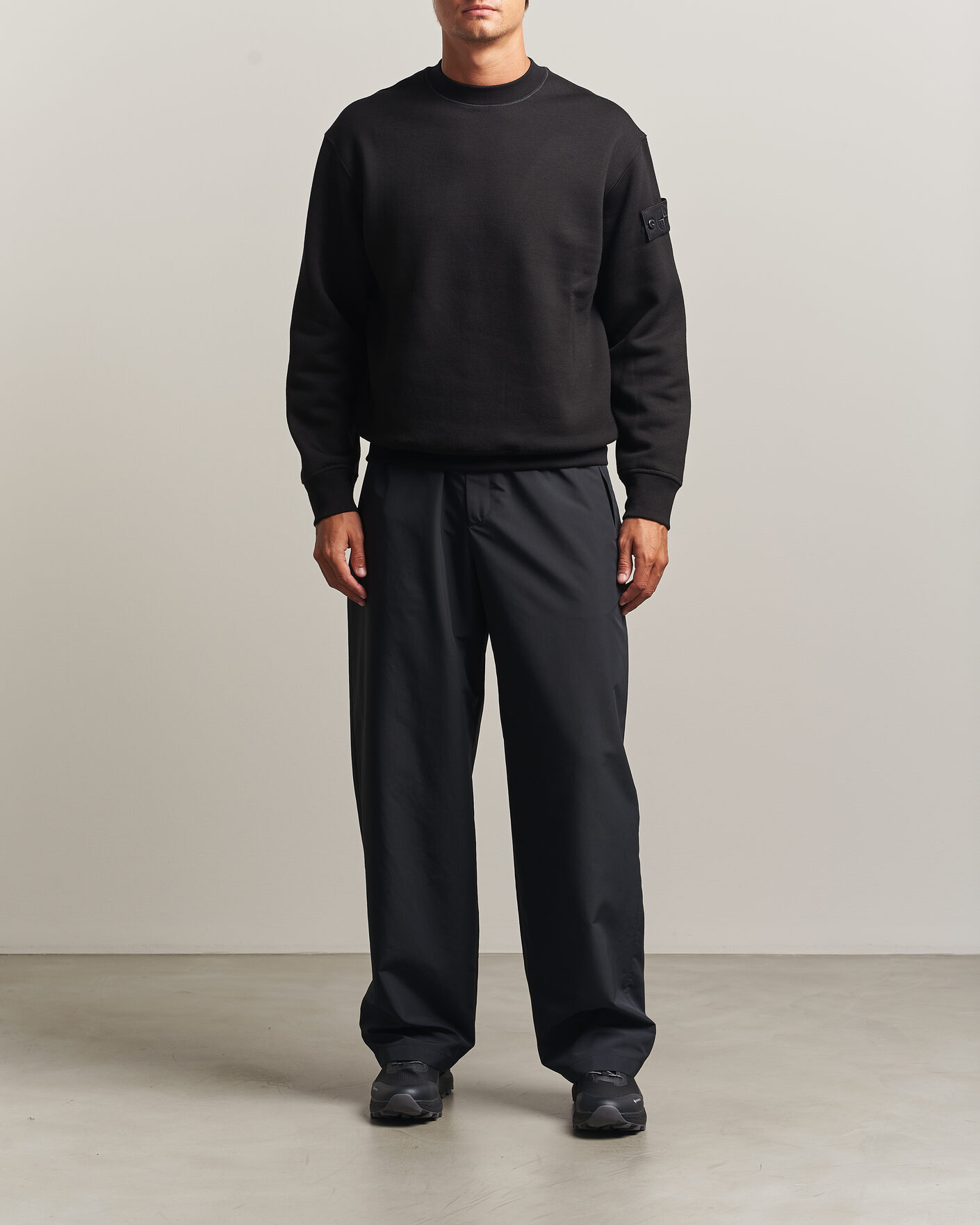 Men | Sweaters & Knitwear | Stone Island | Ghost Cotton/Wool Fleece Sweatshirt Black