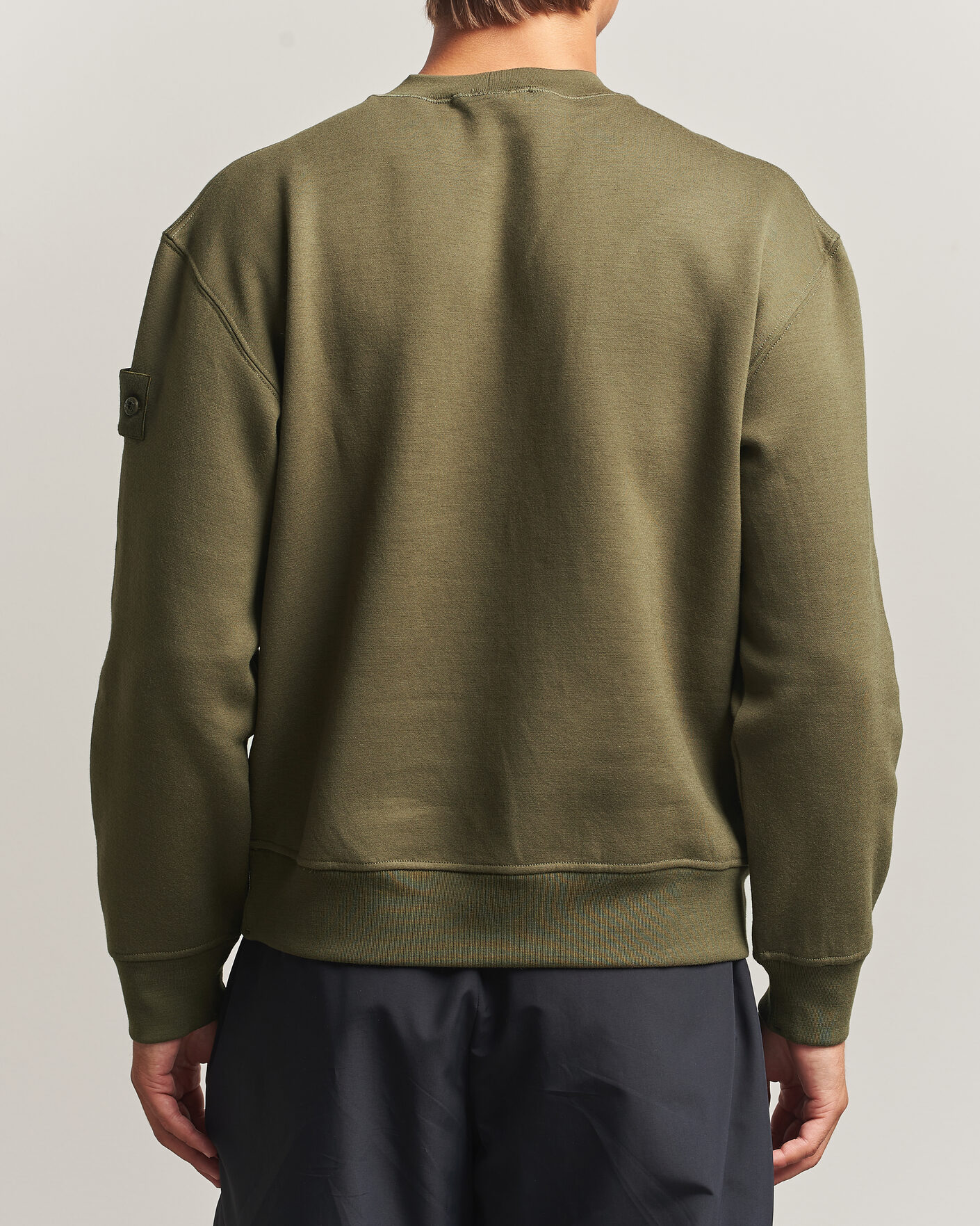 Men | Sweaters & Knitwear | Stone Island | Ghost Cotton/Wool Fleece Sweatshirt Miltary Green