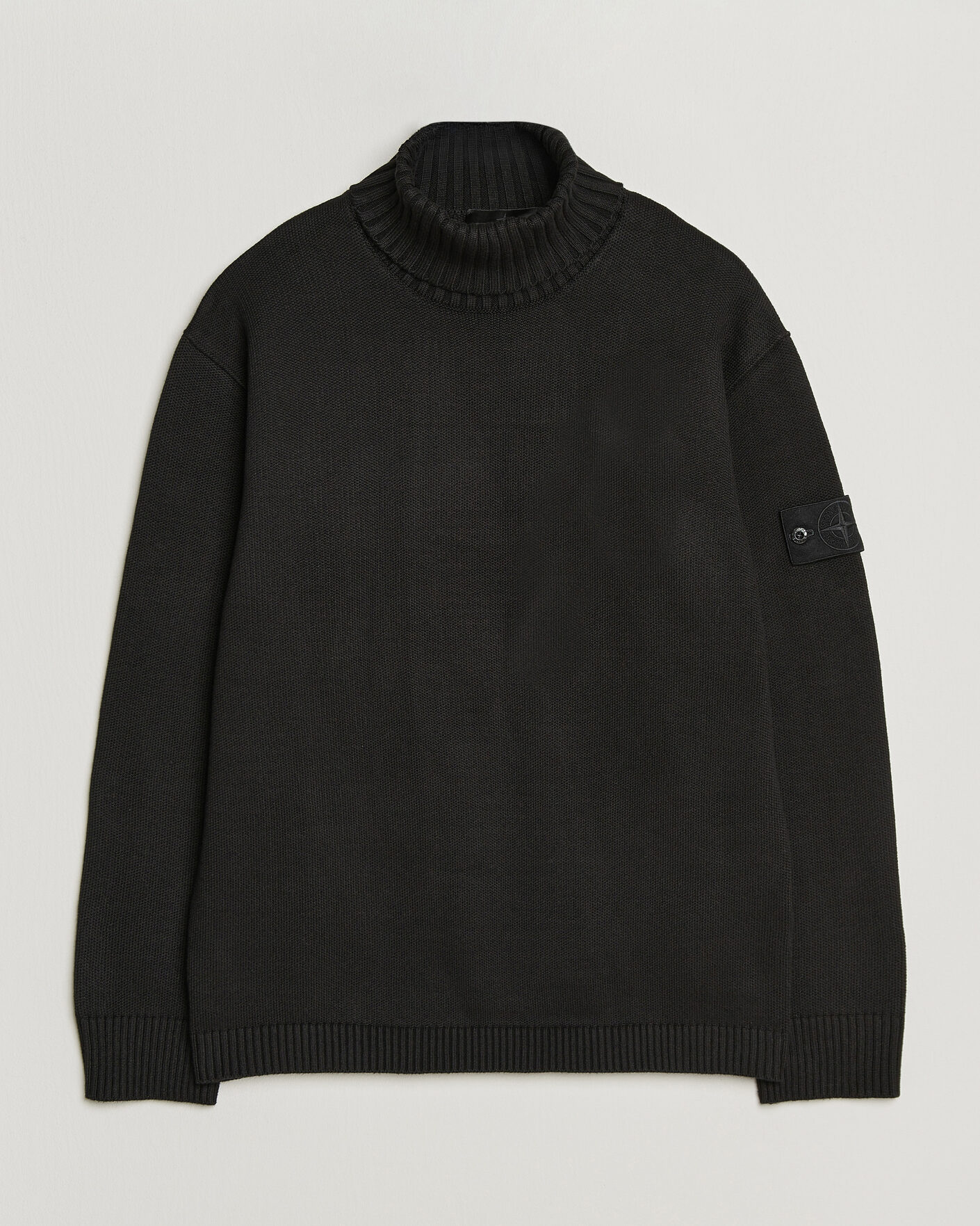 Men | Sweaters & Knitwear | Stone Island | Ghost Plush Stitch Winter Cotton Rollneck Black