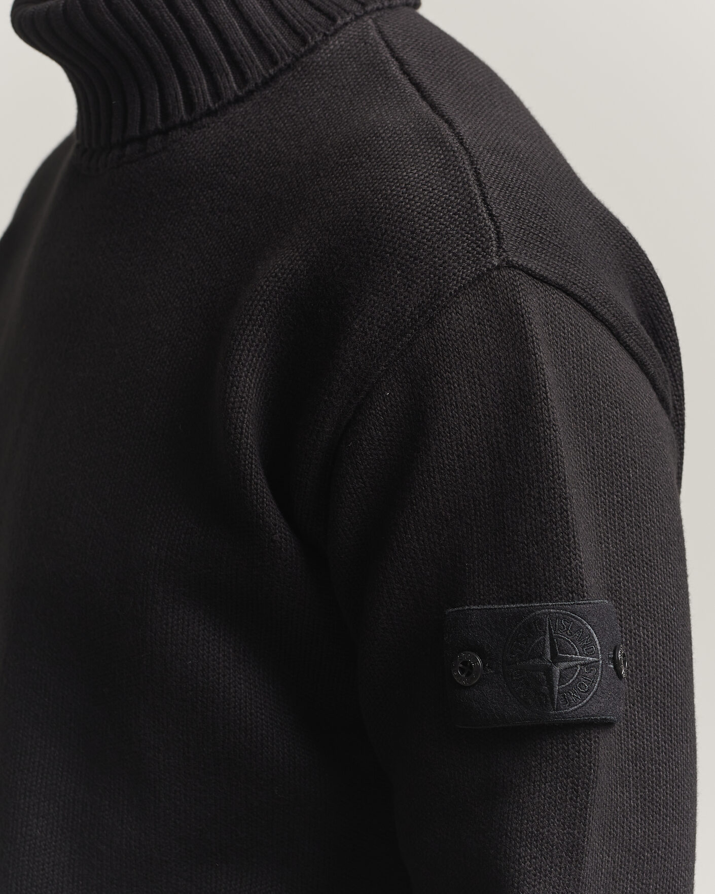 Men | Sweaters & Knitwear | Stone Island | Ghost Plush Stitch Winter Cotton Rollneck Black