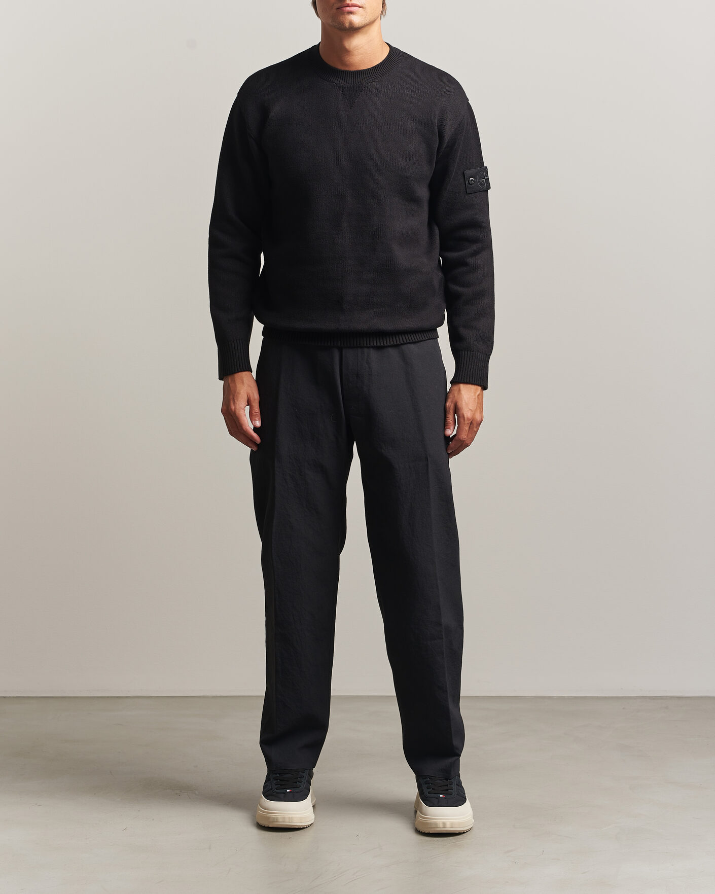 Men | Sweaters & Knitwear | Stone Island | Ghost Plush Stitch Winter Cotton Sweat Black