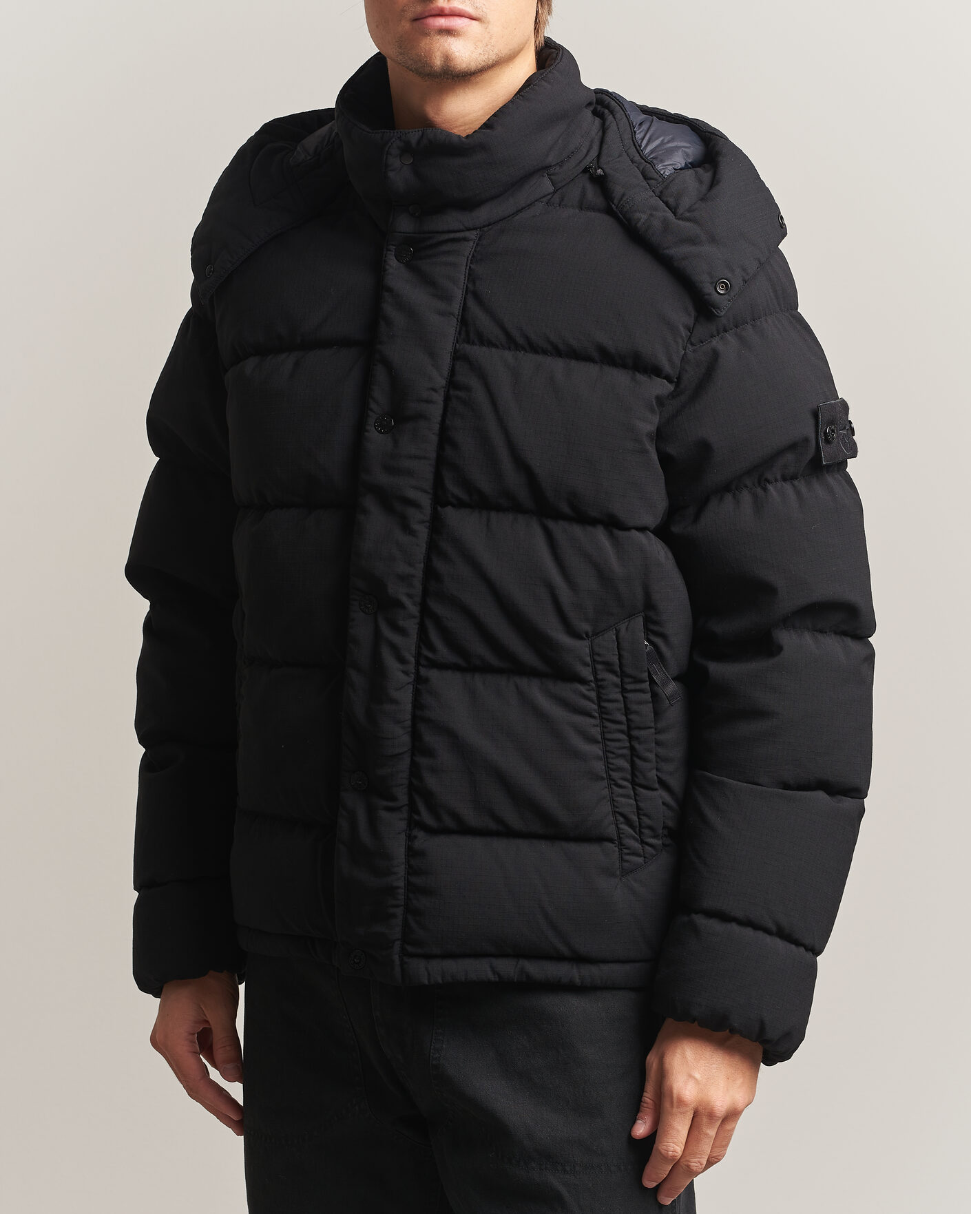 Stone Island Ghost Wool Ripstop Down Jacket Black at CareOfCarl.com