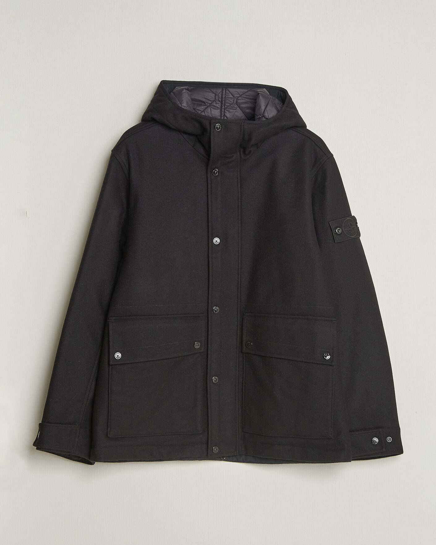 Men | Coats & Jackets | Stone Island | Ghost Wool/Nylon Flannel Short Parka Black