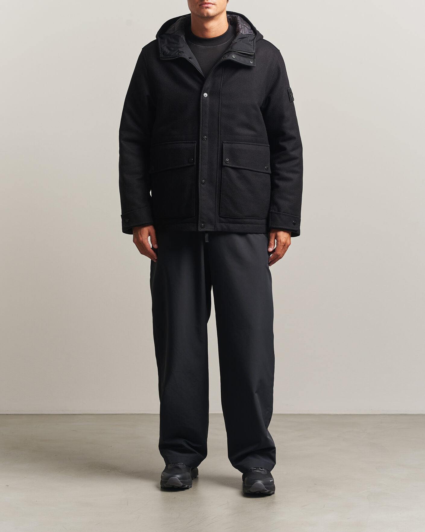 Men | Coats & Jackets | Stone Island | Ghost Wool/Nylon Flannel Short Parka Black