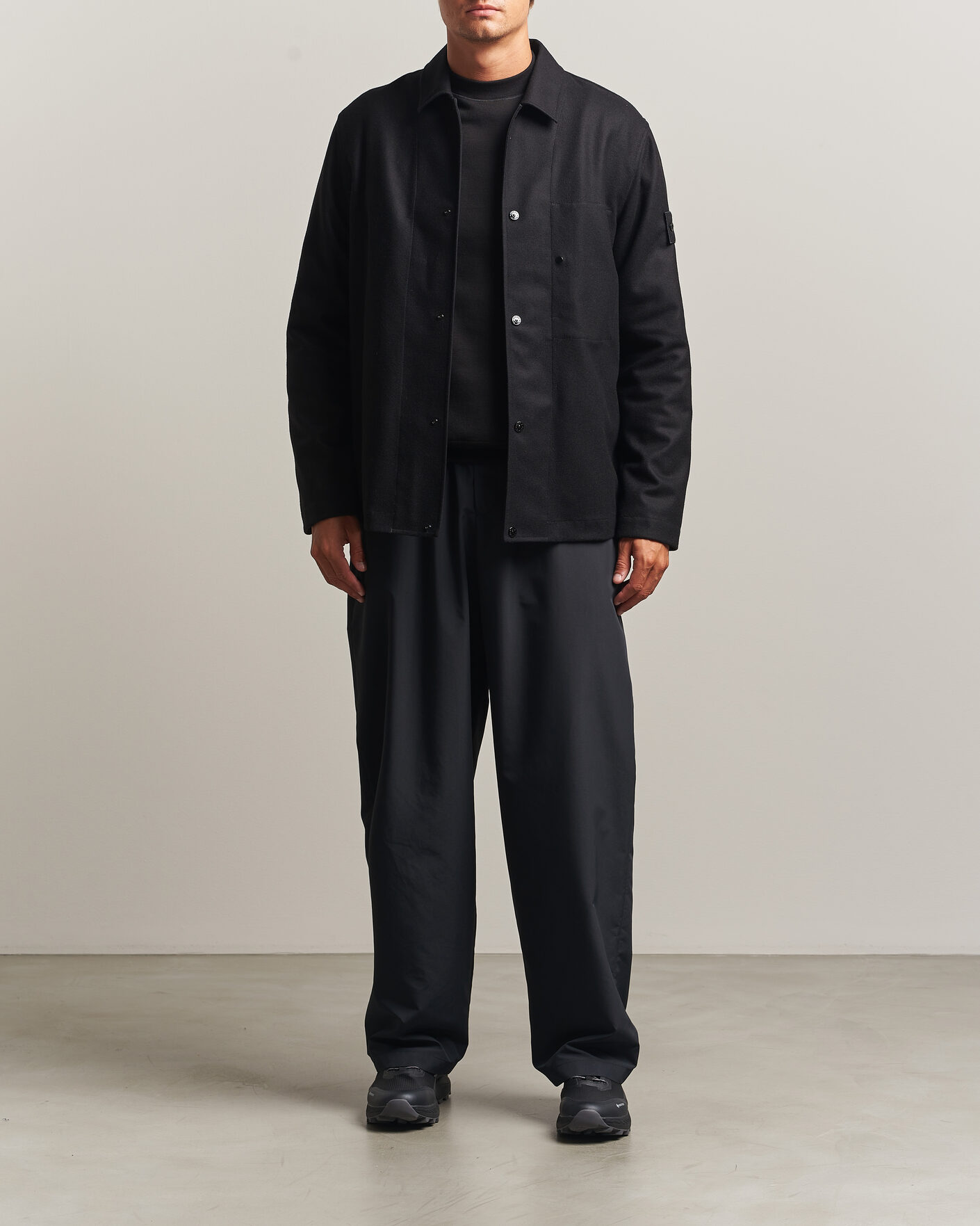 Men | Shirts | Stone Island | Ghost Wool/Nylon Flannel Overshirt Black