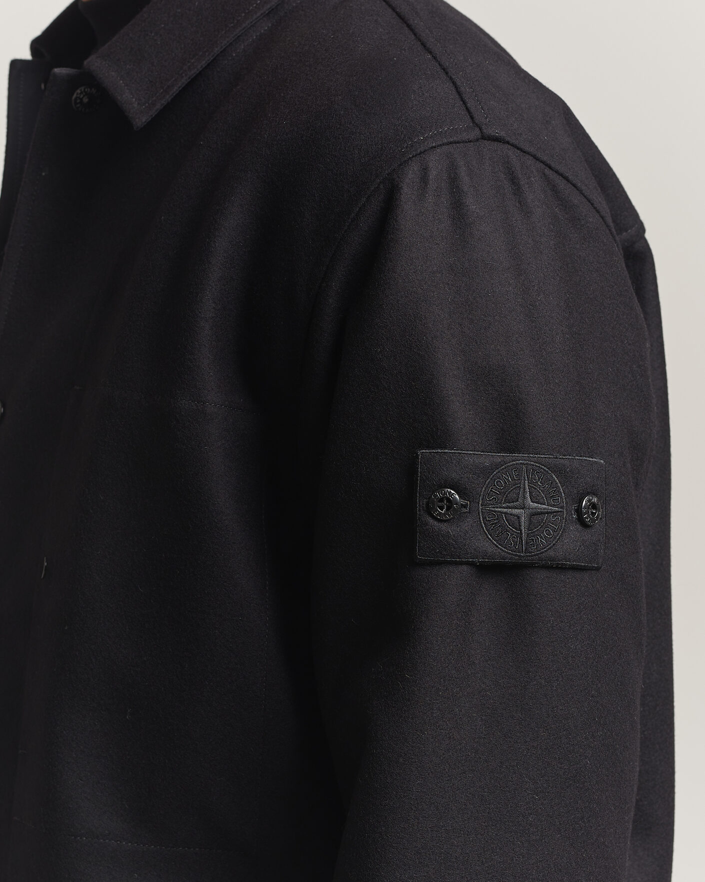 Men | Shirts | Stone Island | Ghost Wool/Nylon Flannel Overshirt Black
