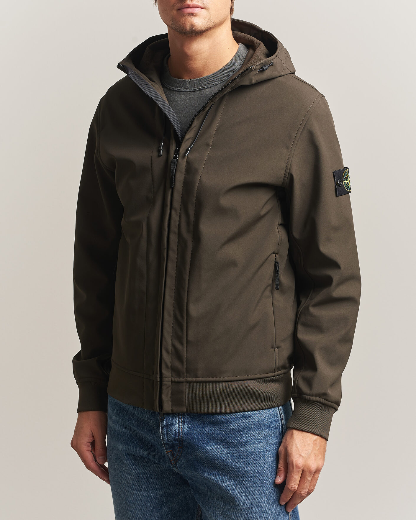 Men | Coats & Jackets | Stone Island | Short Hooded Soft Shell Jacket Coal Grey