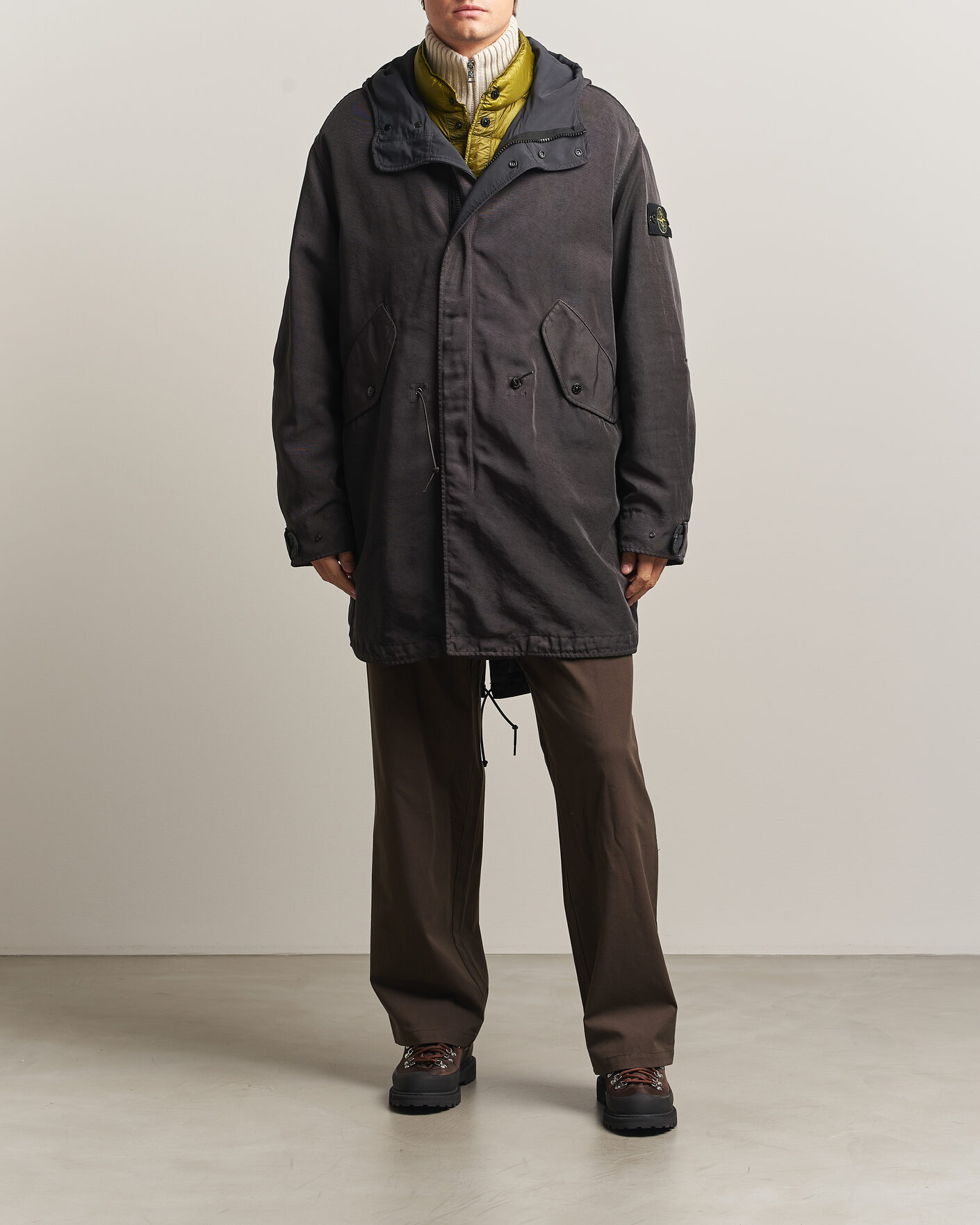 Men | Coats & Jackets | Stone Island | Dense Oxford Nylon TC Fishtail Parka Lead Grey