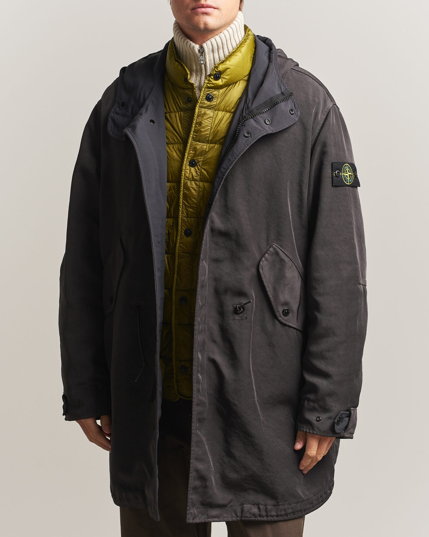 Men | Coats & Jackets | Stone Island | Dense Oxford Nylon TC Fishtail Parka Lead Grey