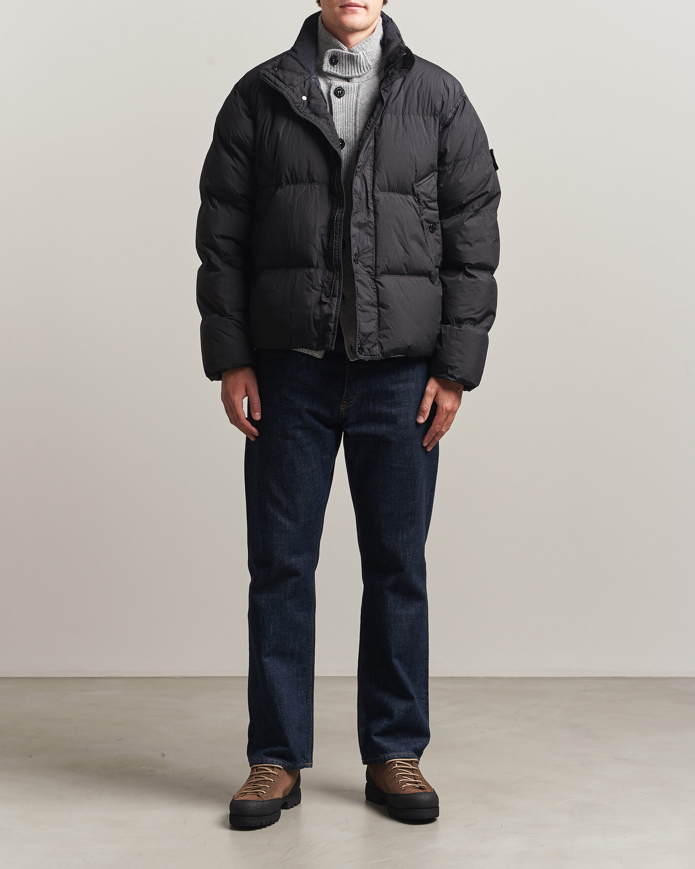 Men | Coats & Jackets | Stone Island | Crinkle Reps Padded Down Jacket Black