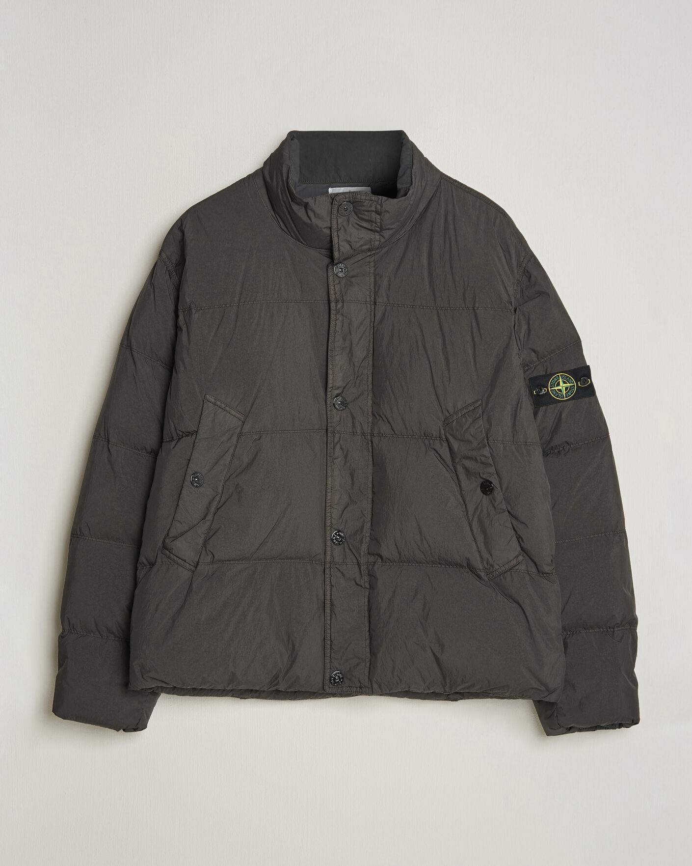 Men | Coats & Jackets | Stone Island | Crinkle Reps Padded Down Jacket Lead Grey