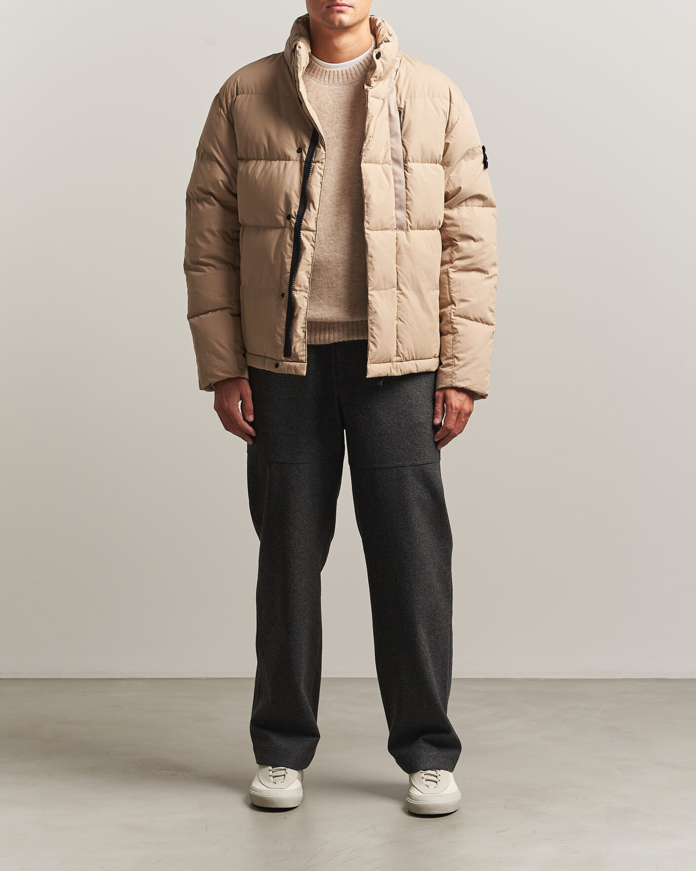 Men | Coats & Jackets | Stone Island | Cotton/Nylon Padded Down Jacket Biscuit